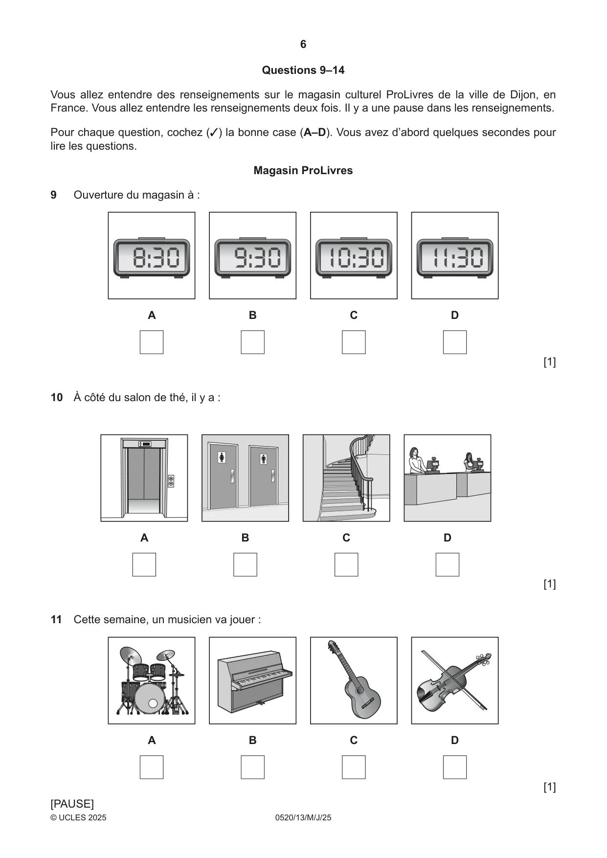 Cambridge IGCSE French - Foreign Language 0520 2025 May/June Paper 1 · Variant 3 question paper, page 6 of 16