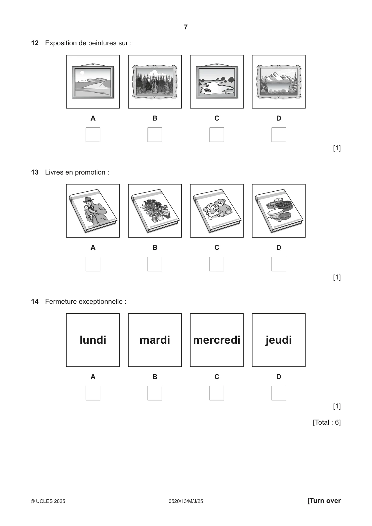 Cambridge IGCSE French - Foreign Language 0520 2025 May/June Paper 1 · Variant 3 question paper, page 7 of 16