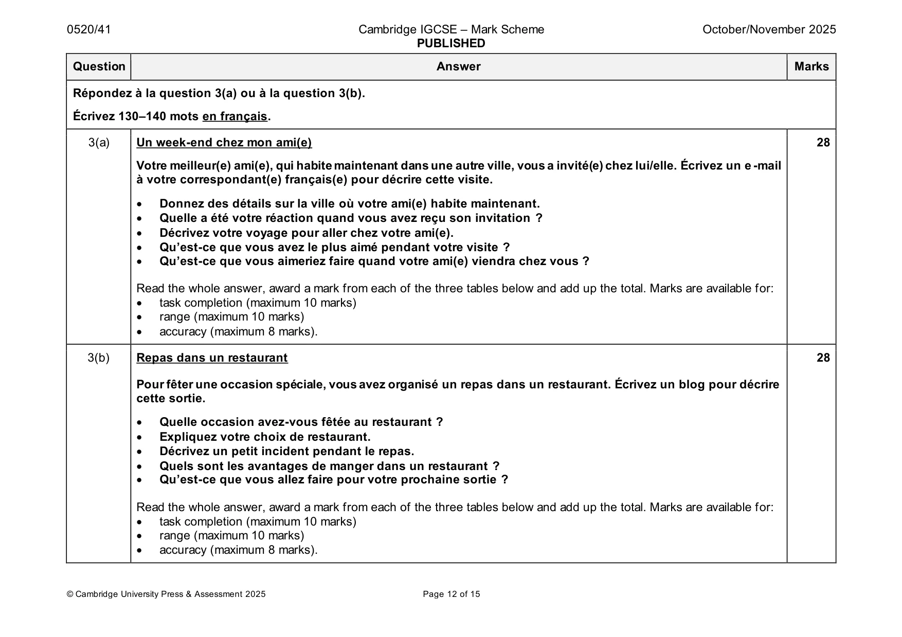 Mark scheme, page 12 of 15
