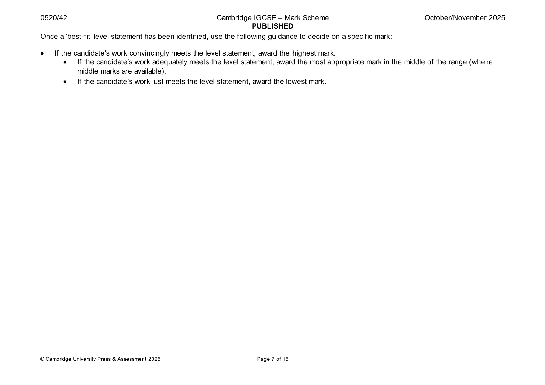 Mark scheme, page 7 of 15