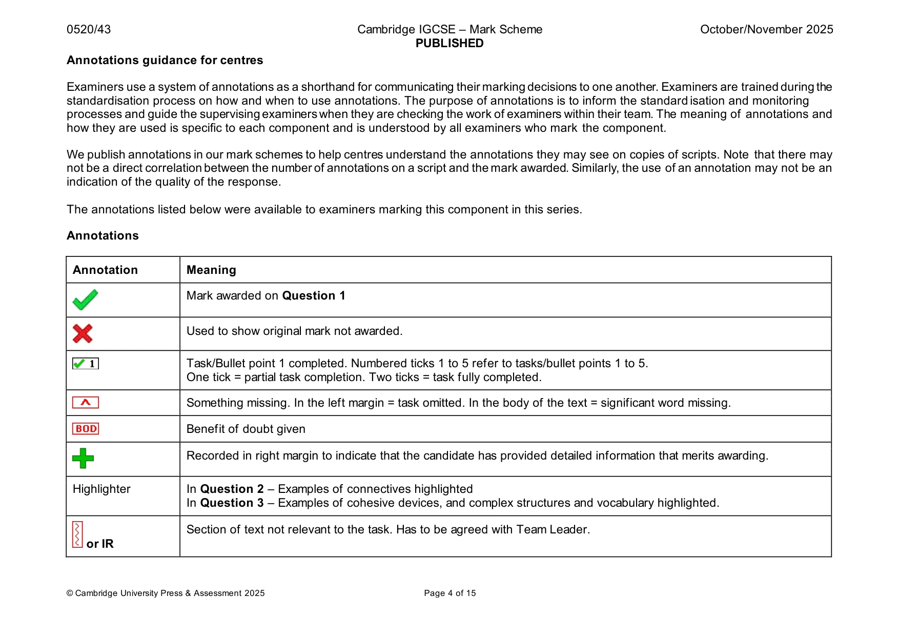 Mark scheme, page 4 of 15