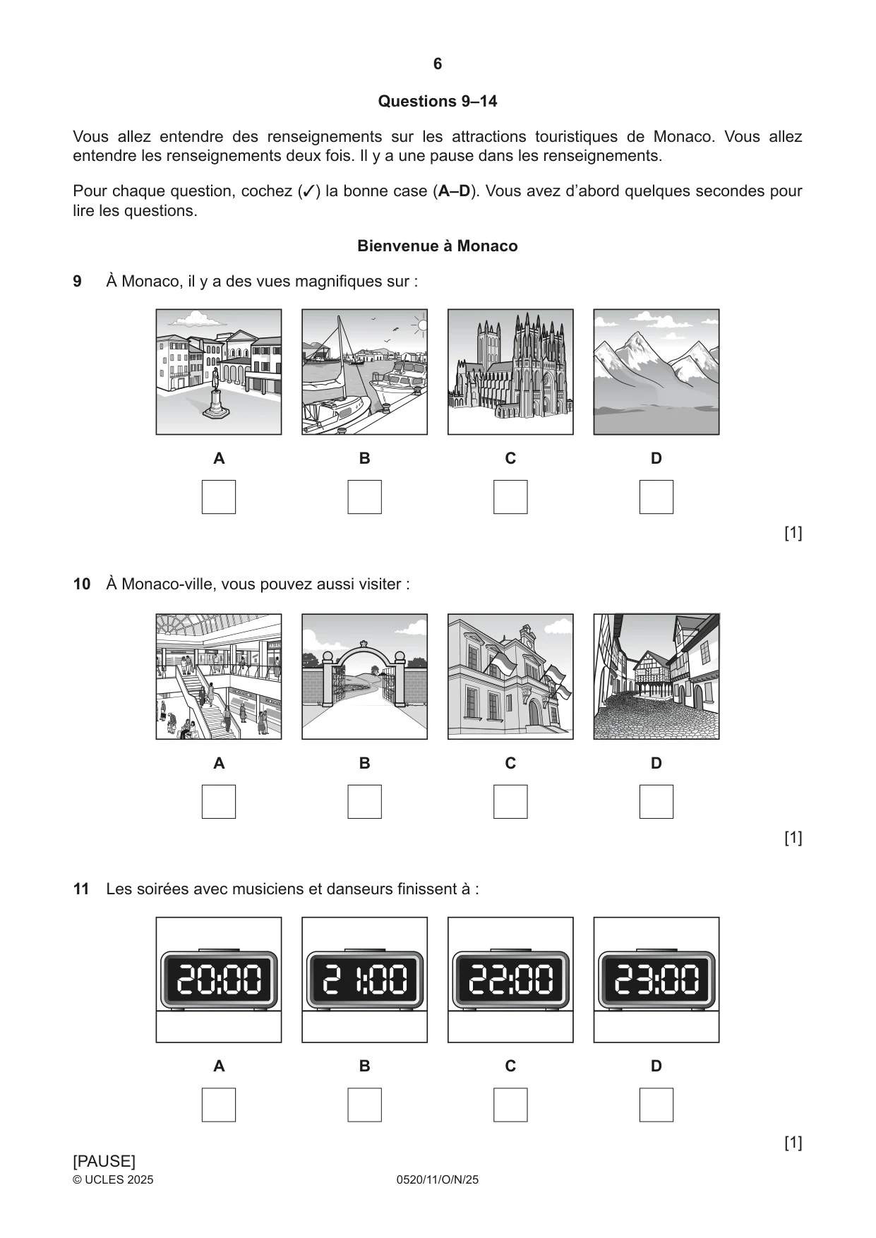 Cambridge IGCSE French - Foreign Language 0520 2025 Oct/Nov Paper 1 · Variant 1 question paper, page 6 of 16