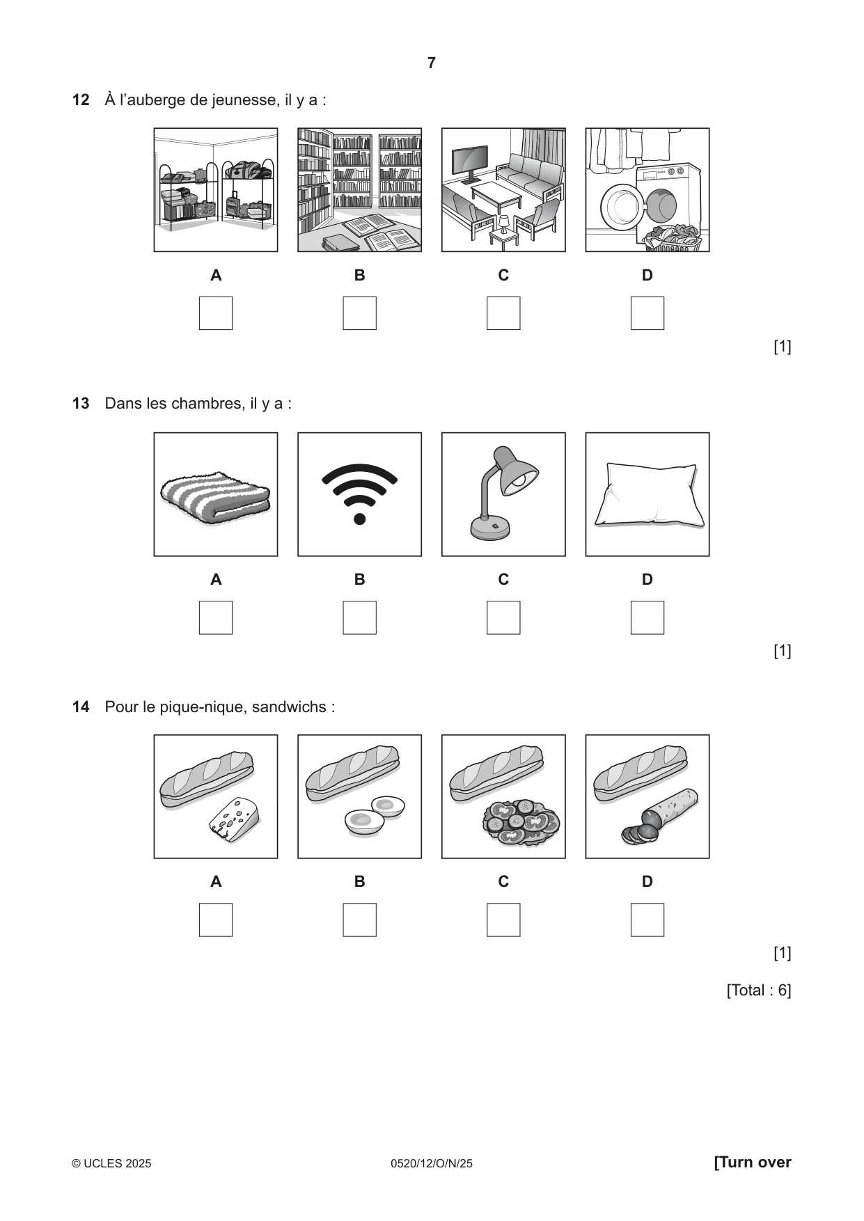 Cambridge IGCSE French - Foreign Language 0520 2025 Oct/Nov Paper 1 · Variant 2 question paper, page 7 of 16