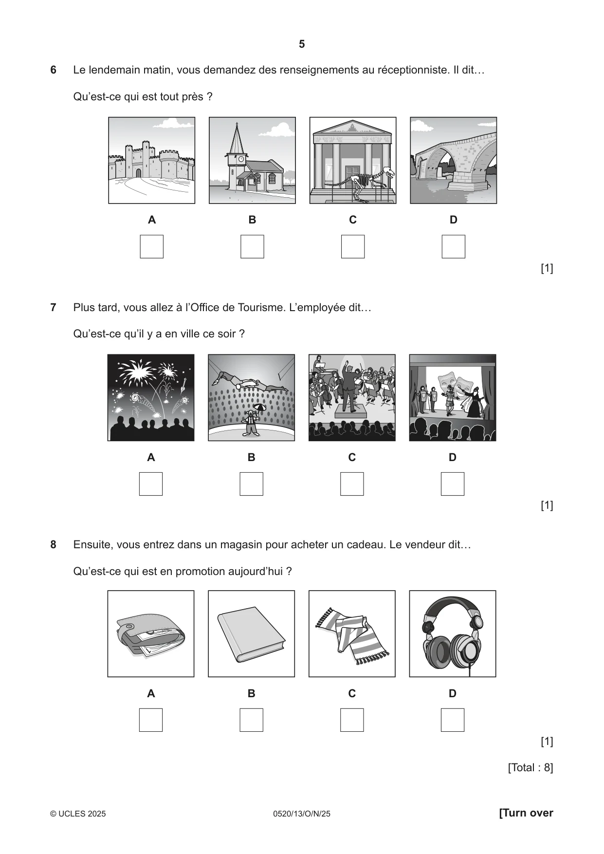 Cambridge IGCSE French - Foreign Language 0520 2025 Oct/Nov Paper 1 · Variant 3 question paper, page 5 of 16
