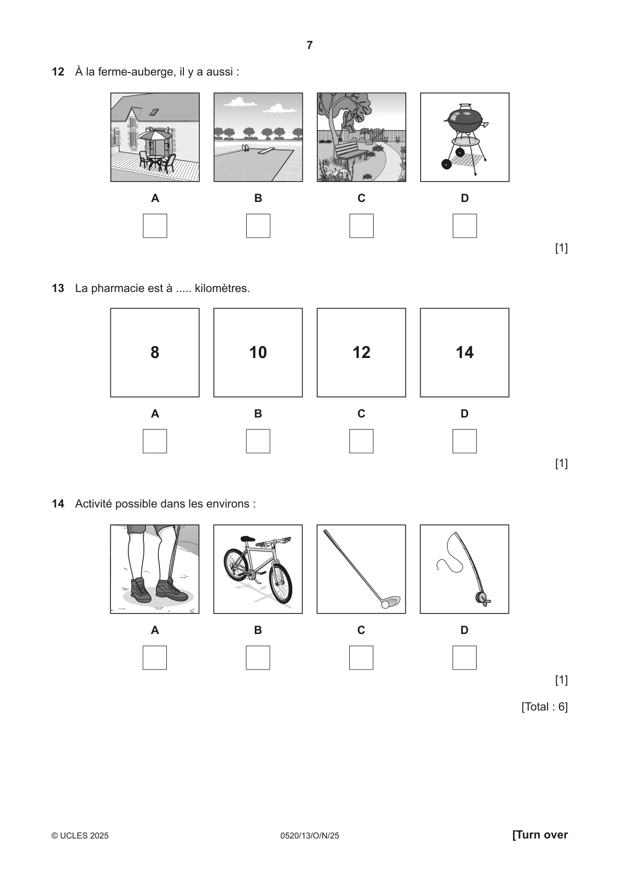 Cambridge IGCSE French - Foreign Language 0520 2025 Oct/Nov Paper 1 · Variant 3 question paper, page 7 of 16
