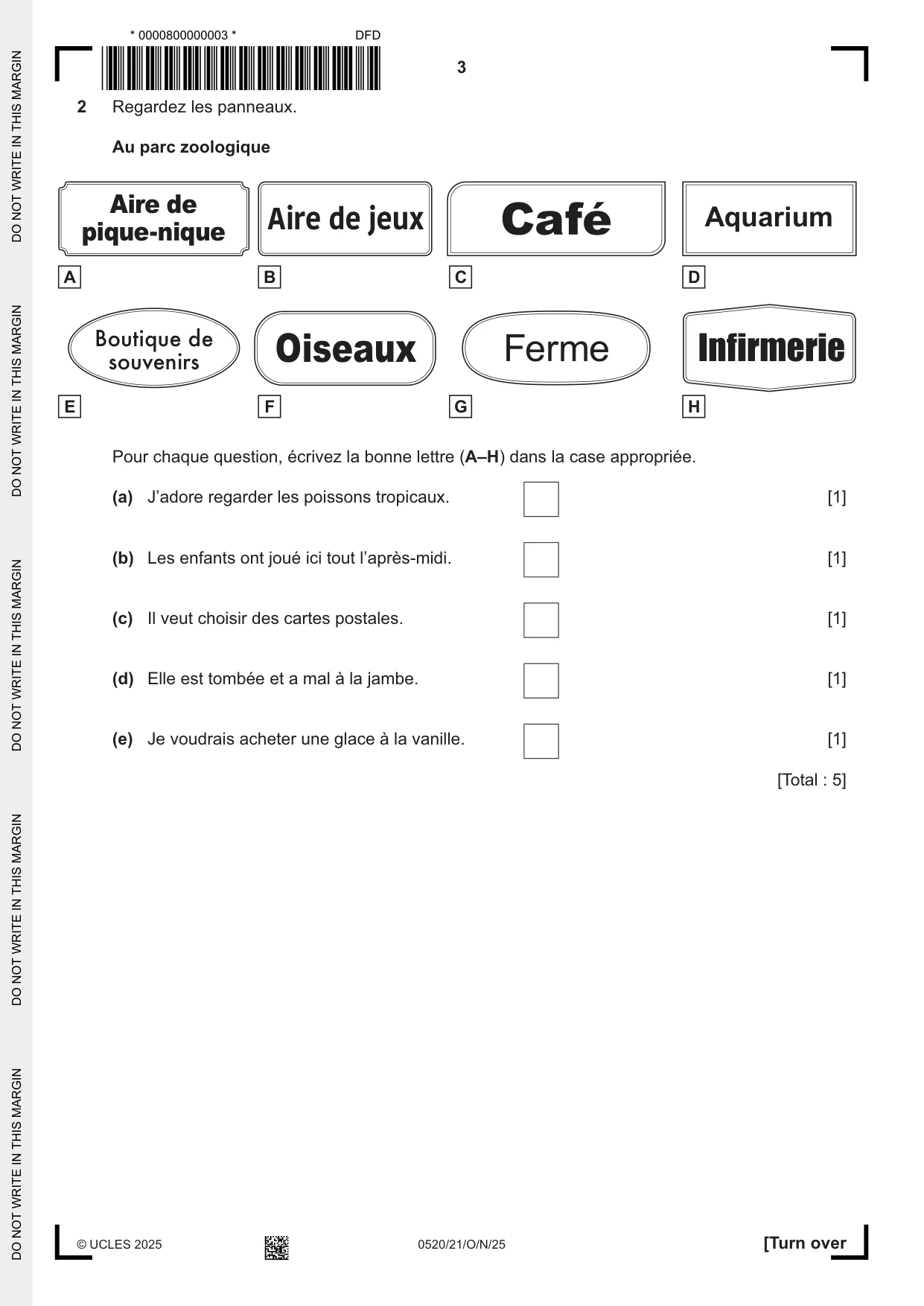 Cambridge IGCSE French - Foreign Language 0520 2025 Oct/Nov Paper 2 · Variant 1 question paper, page 3 of 12