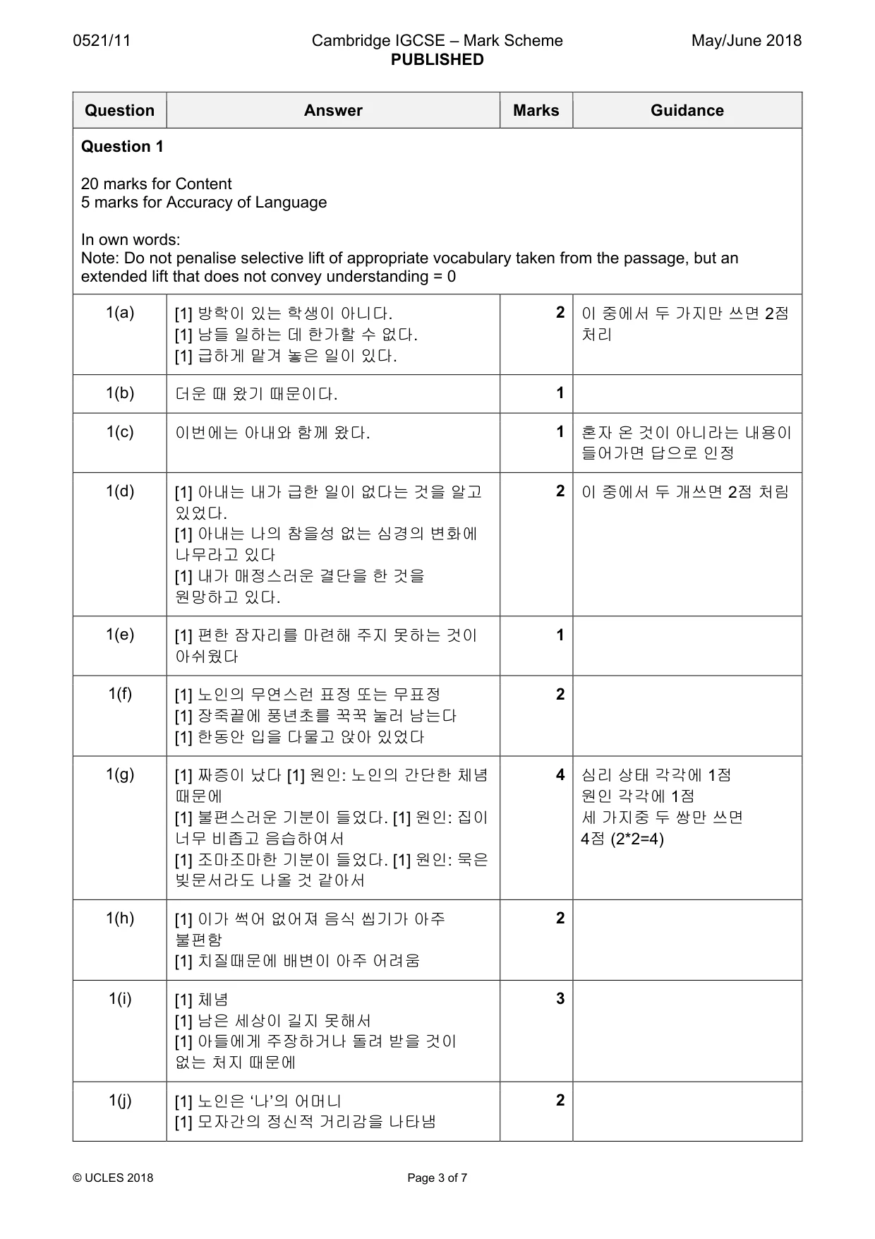 Mark scheme, page 3 of 7