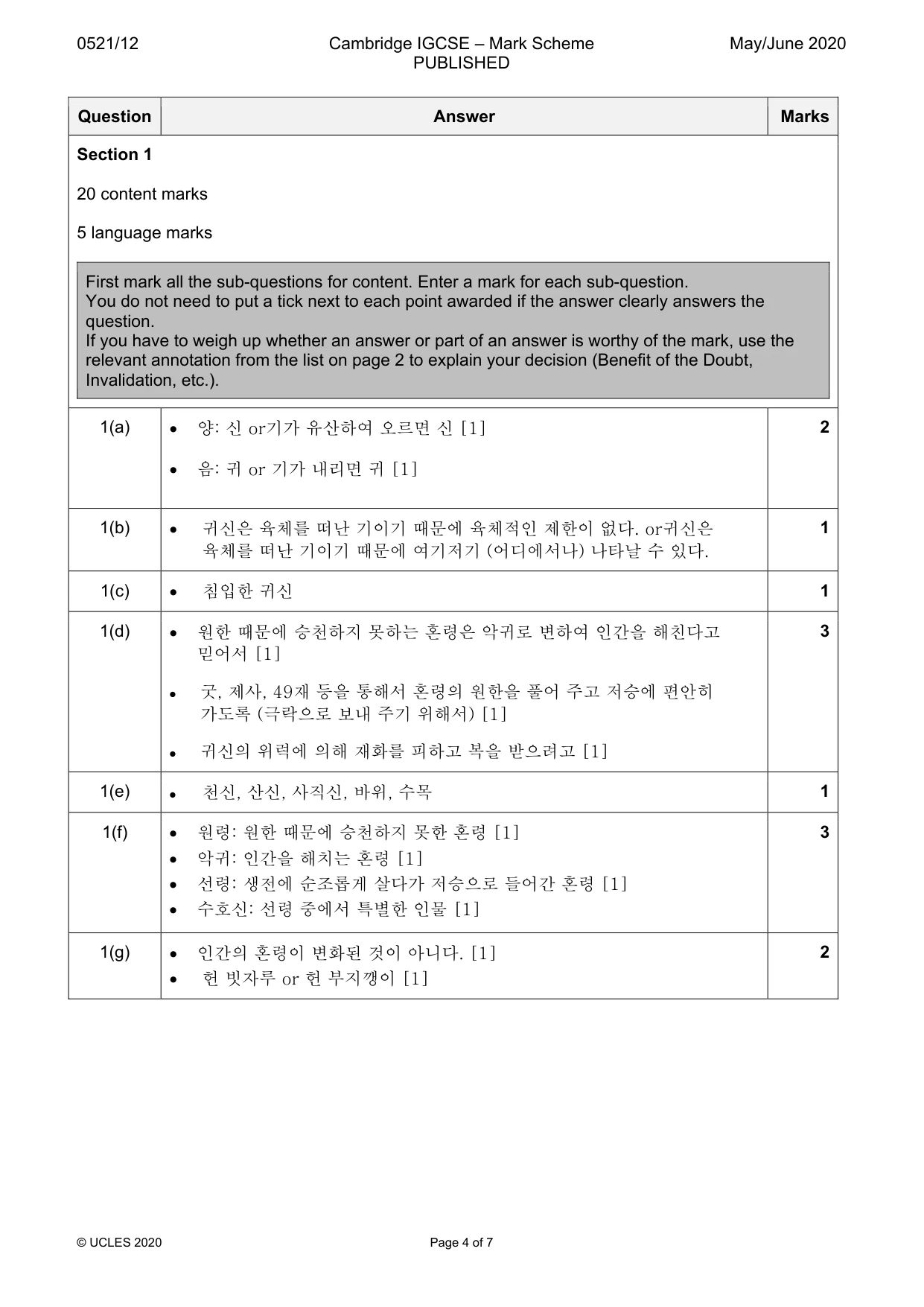 Mark scheme, page 4 of 7