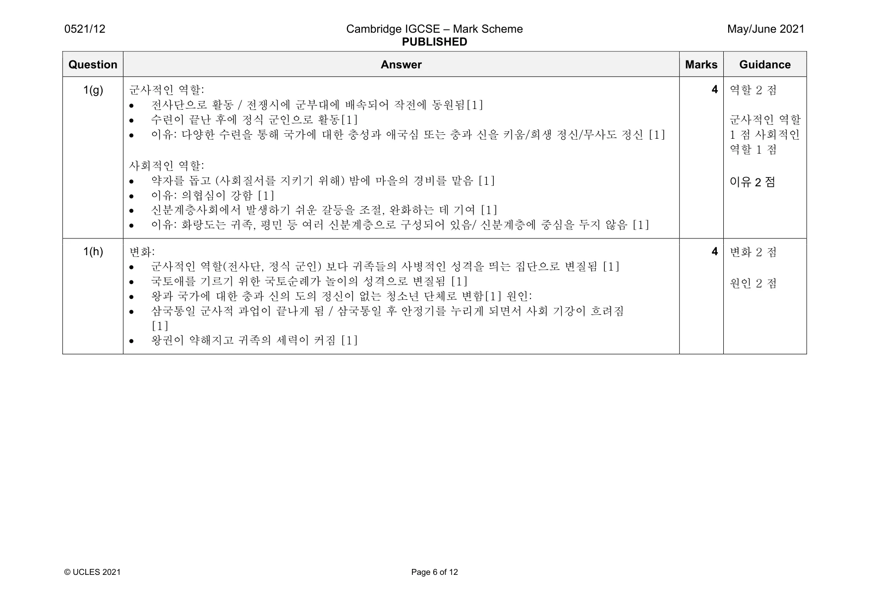 Mark scheme, page 6 of 12