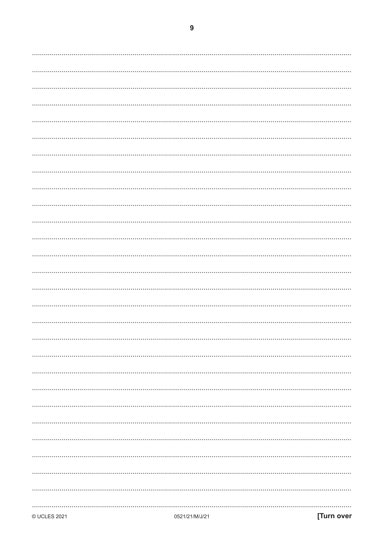 Cambridge IGCSE Korean (First Language) 0521 2021 May/June Paper 2 · Variant 1 question paper, page 9 of 12