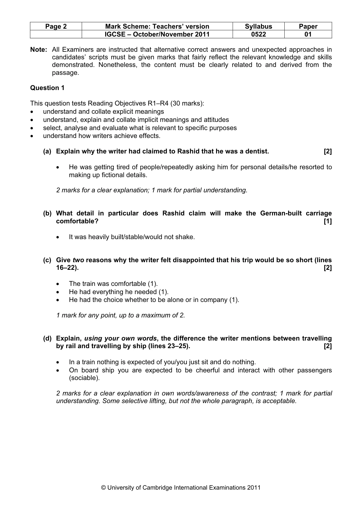 Mark scheme, page 2 of 7
