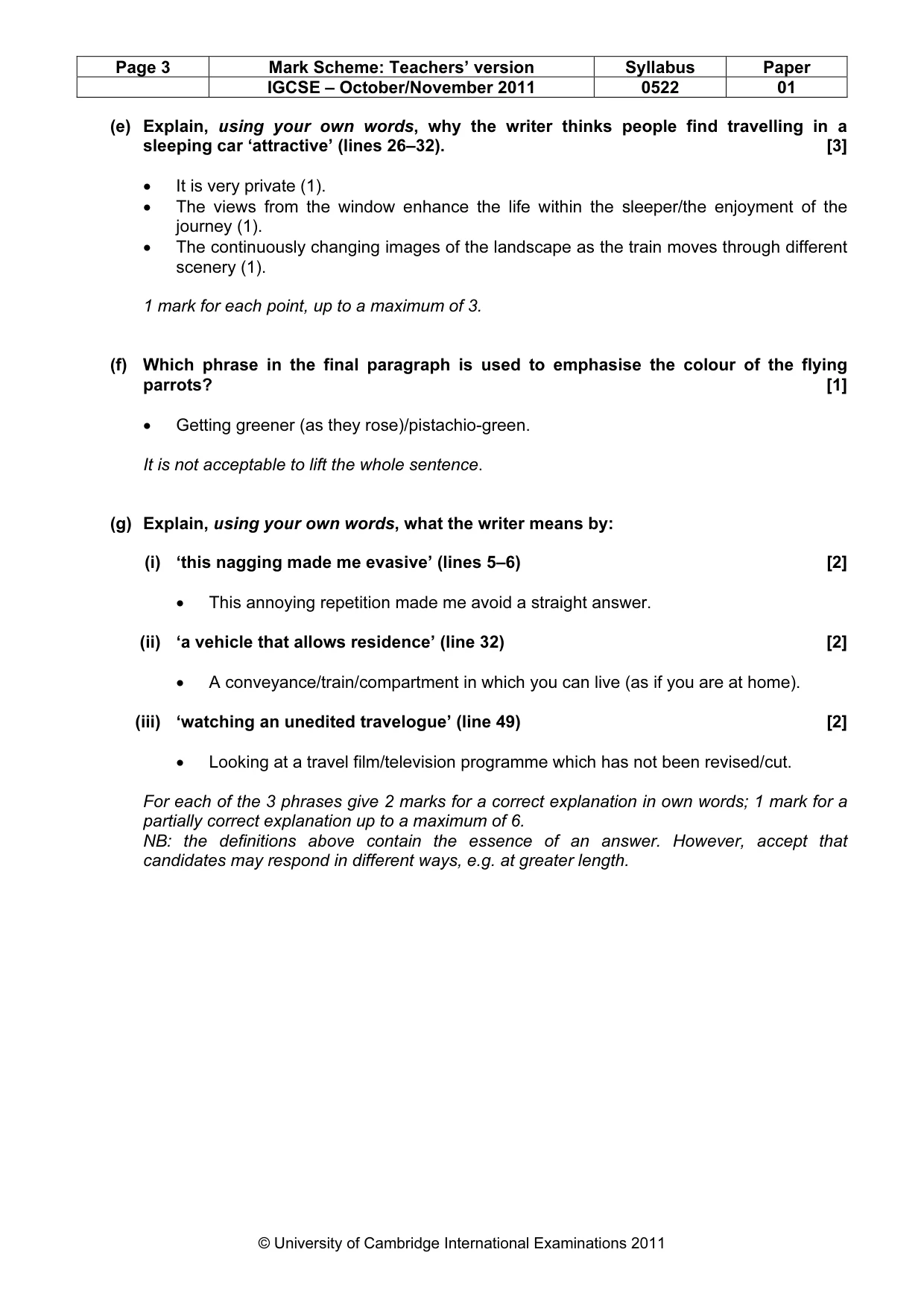 Mark scheme, page 3 of 7