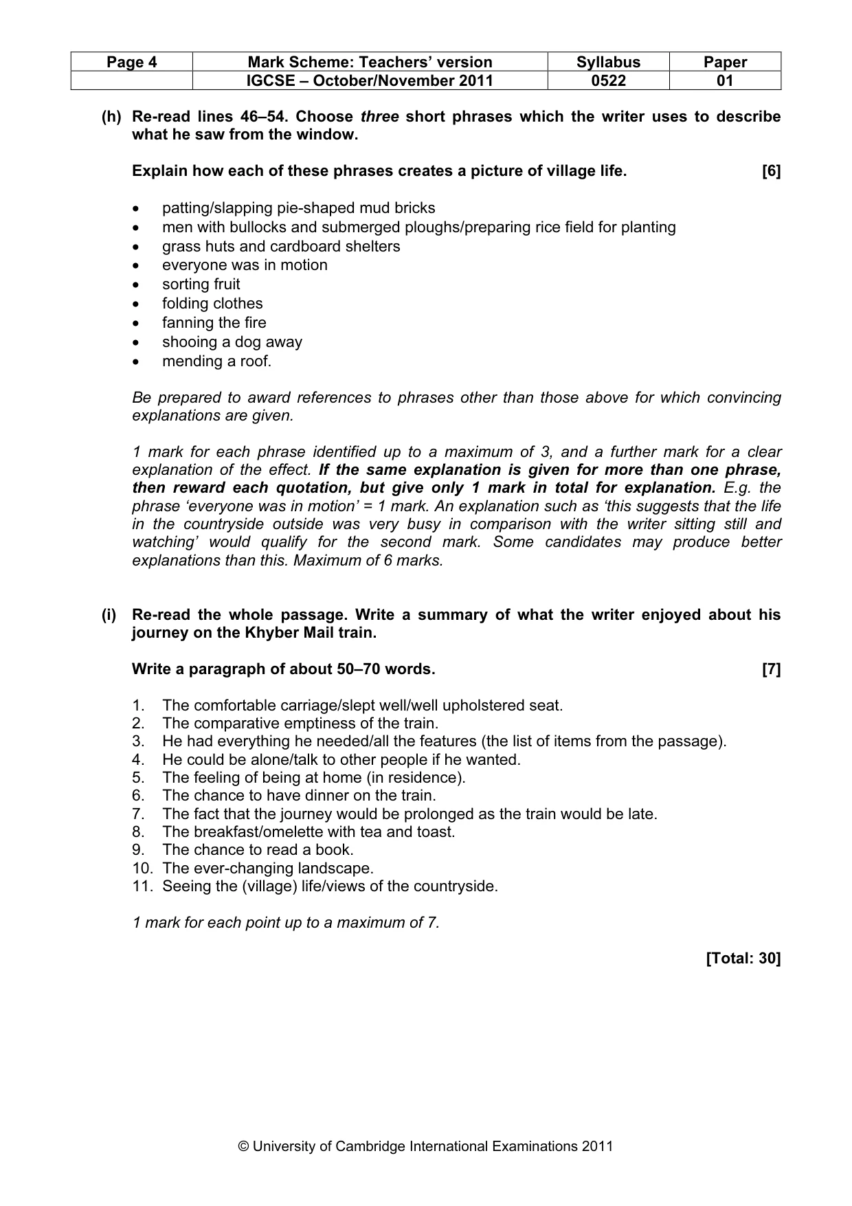 Mark scheme, page 4 of 7