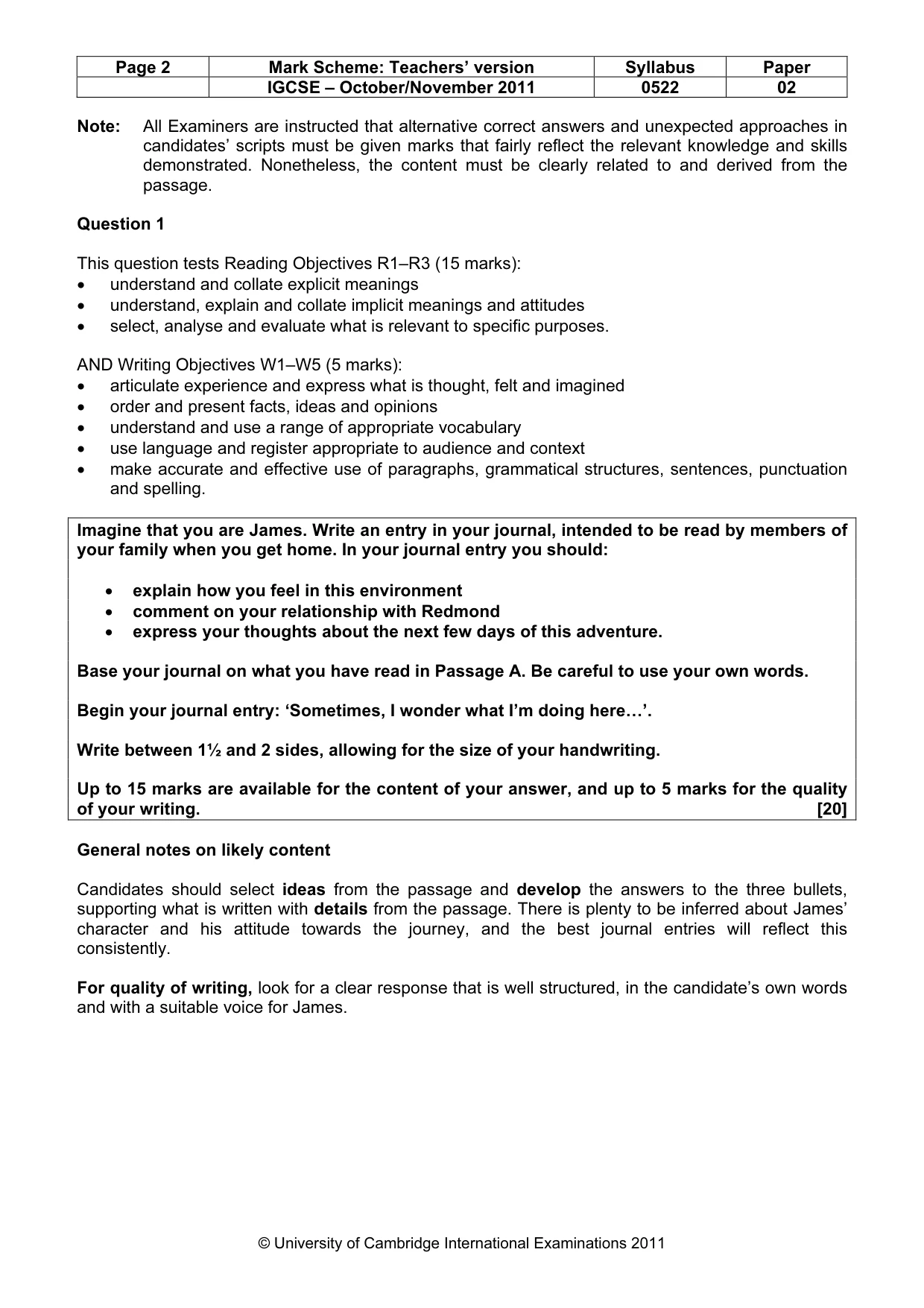 Mark scheme, page 2 of 9