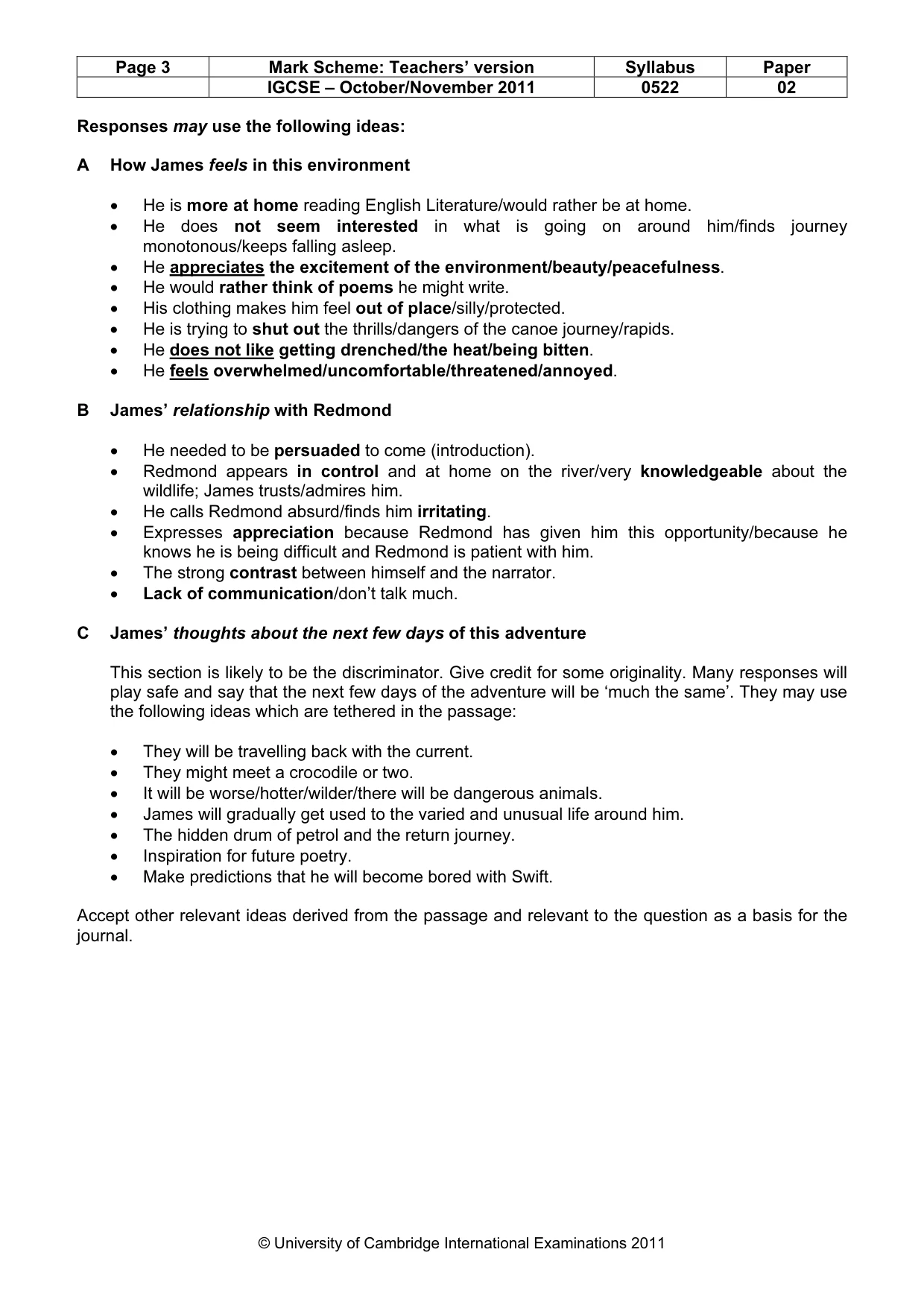 Mark scheme, page 3 of 9