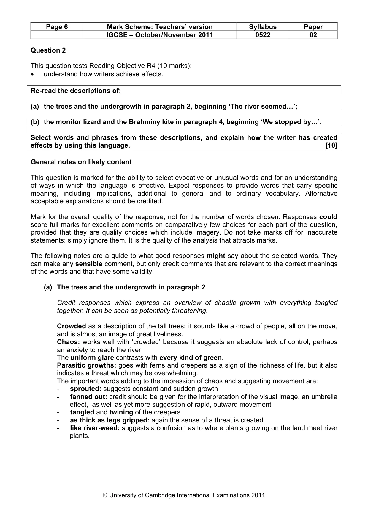 Mark scheme, page 6 of 9