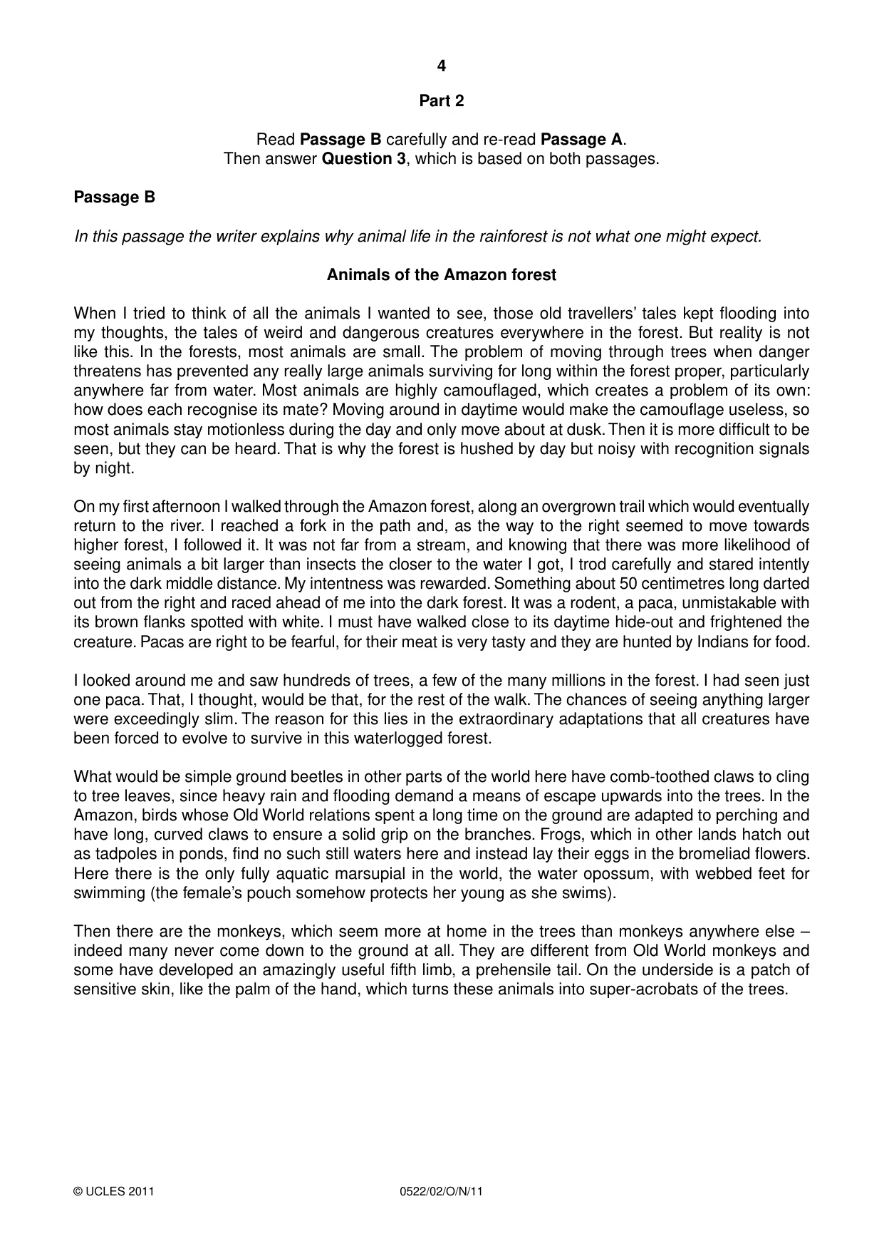 Cambridge IGCSE English - First Language (UK) 0522 2011 Oct/Nov Paper 2 · Variant 1 question paper, page 4 of 8
