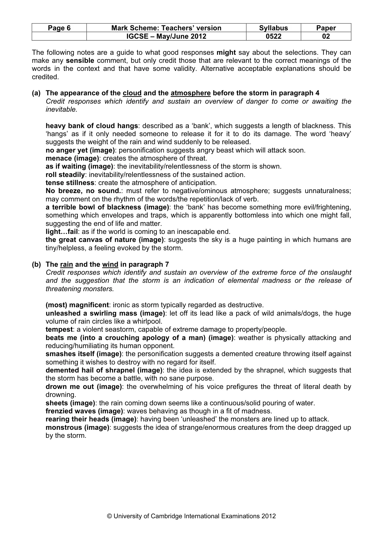 Mark scheme, page 6 of 10