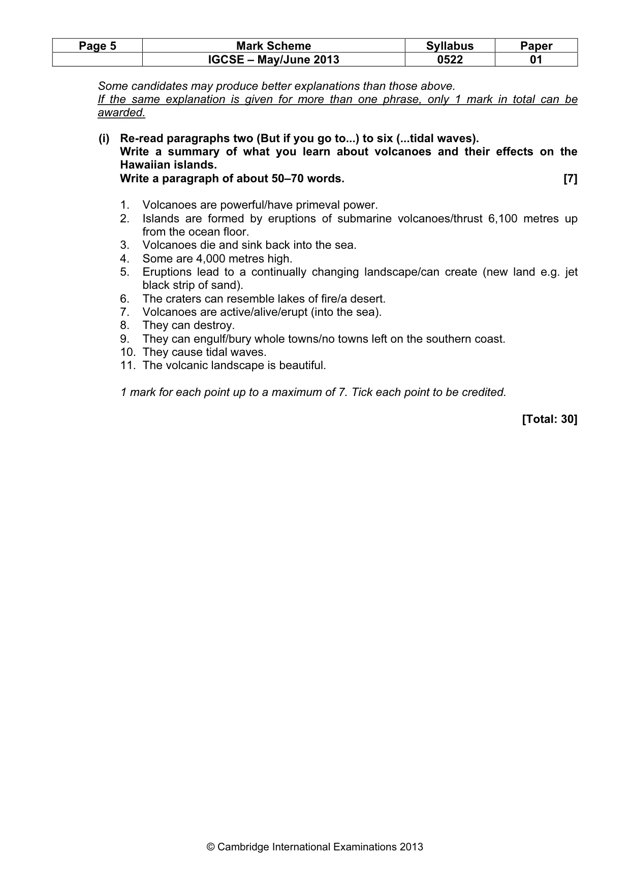 Mark scheme, page 5 of 8