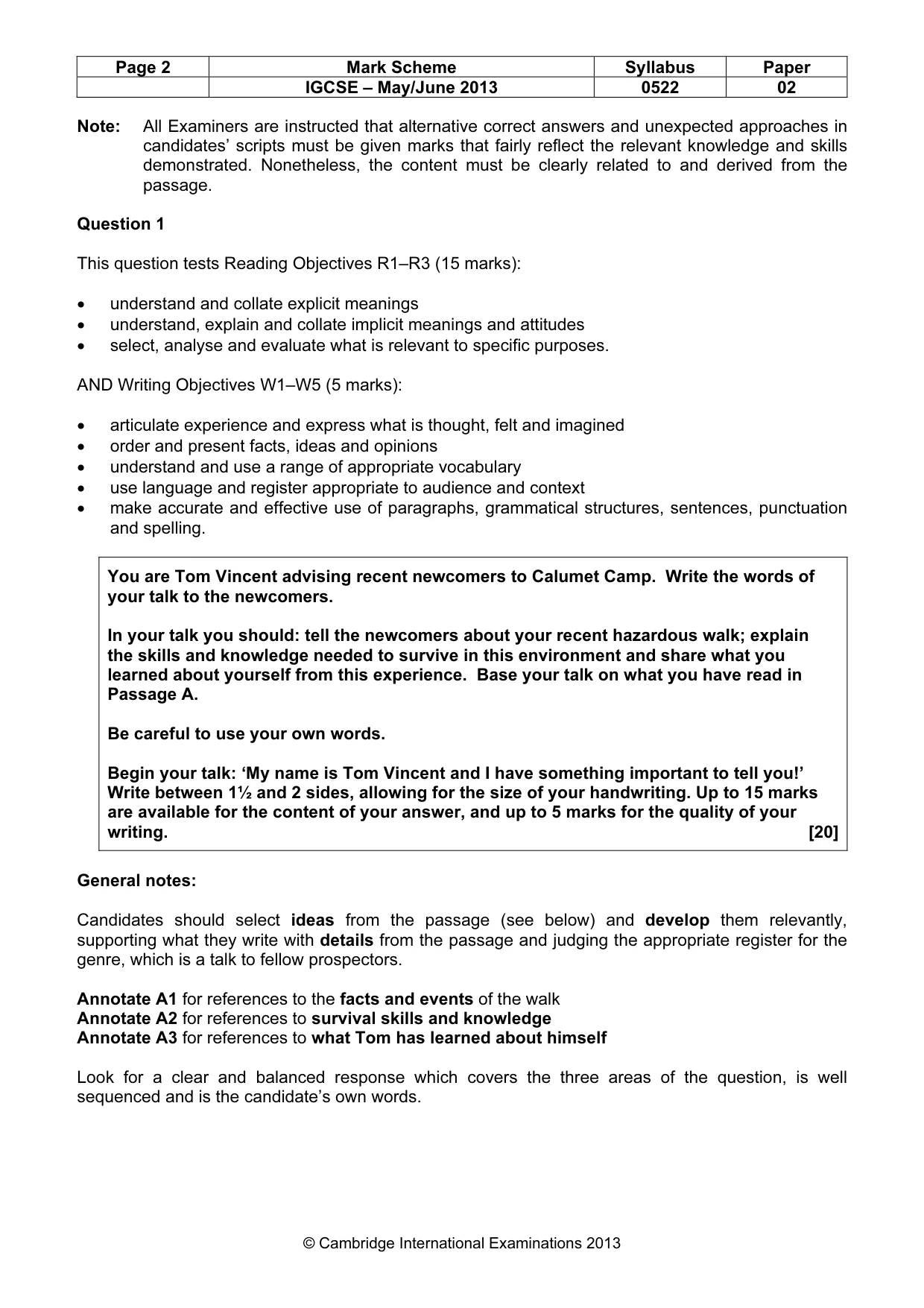 Mark scheme, page 2 of 11