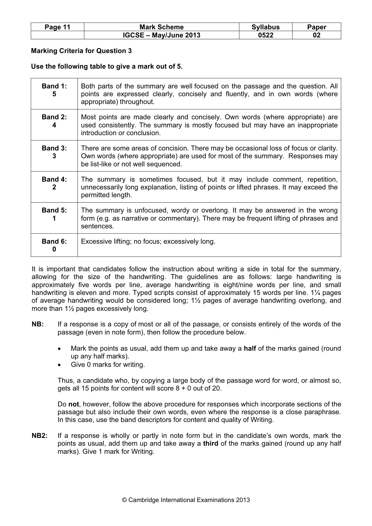 Mark scheme, page 11 of 11