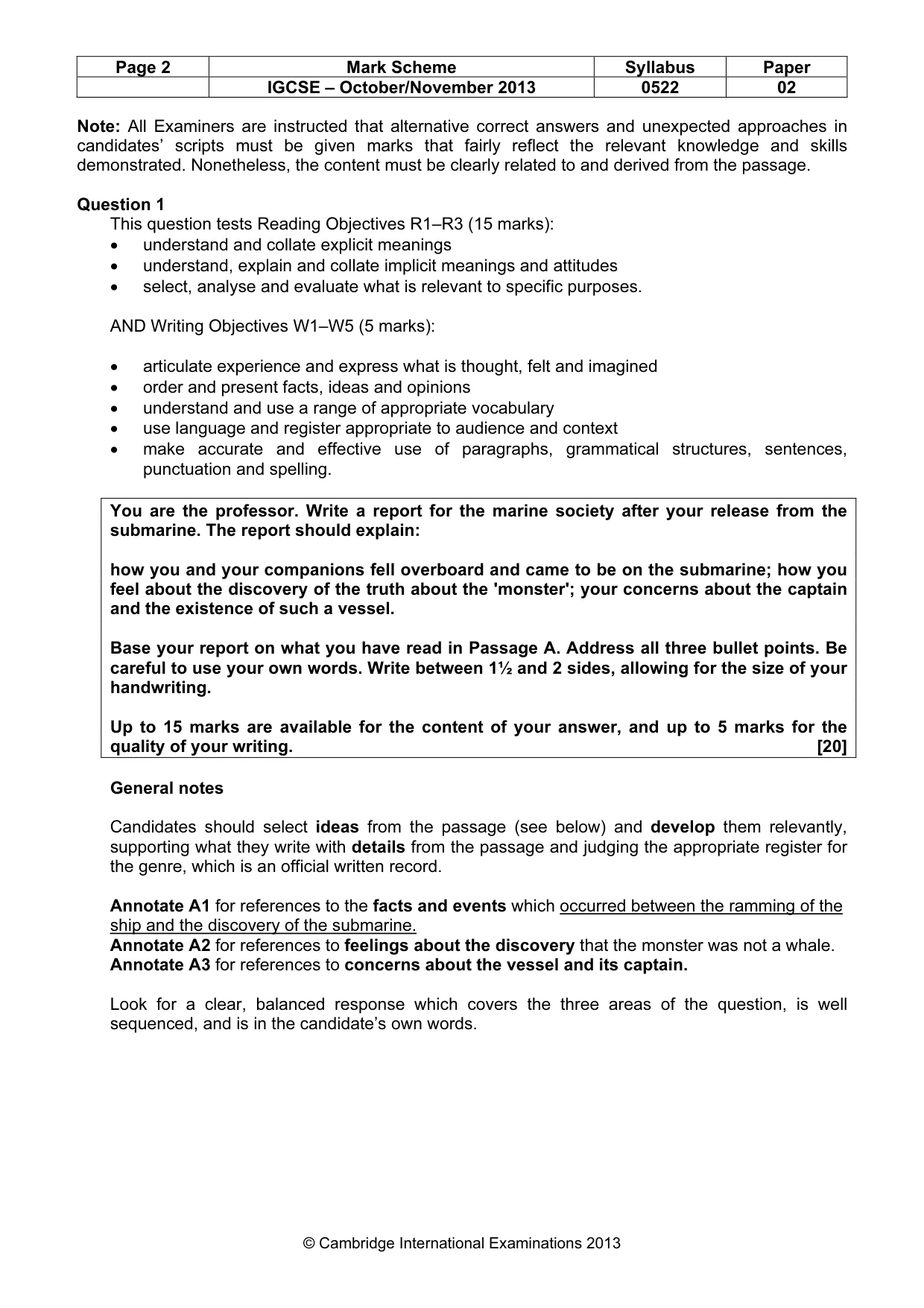 Mark scheme, page 2 of 11