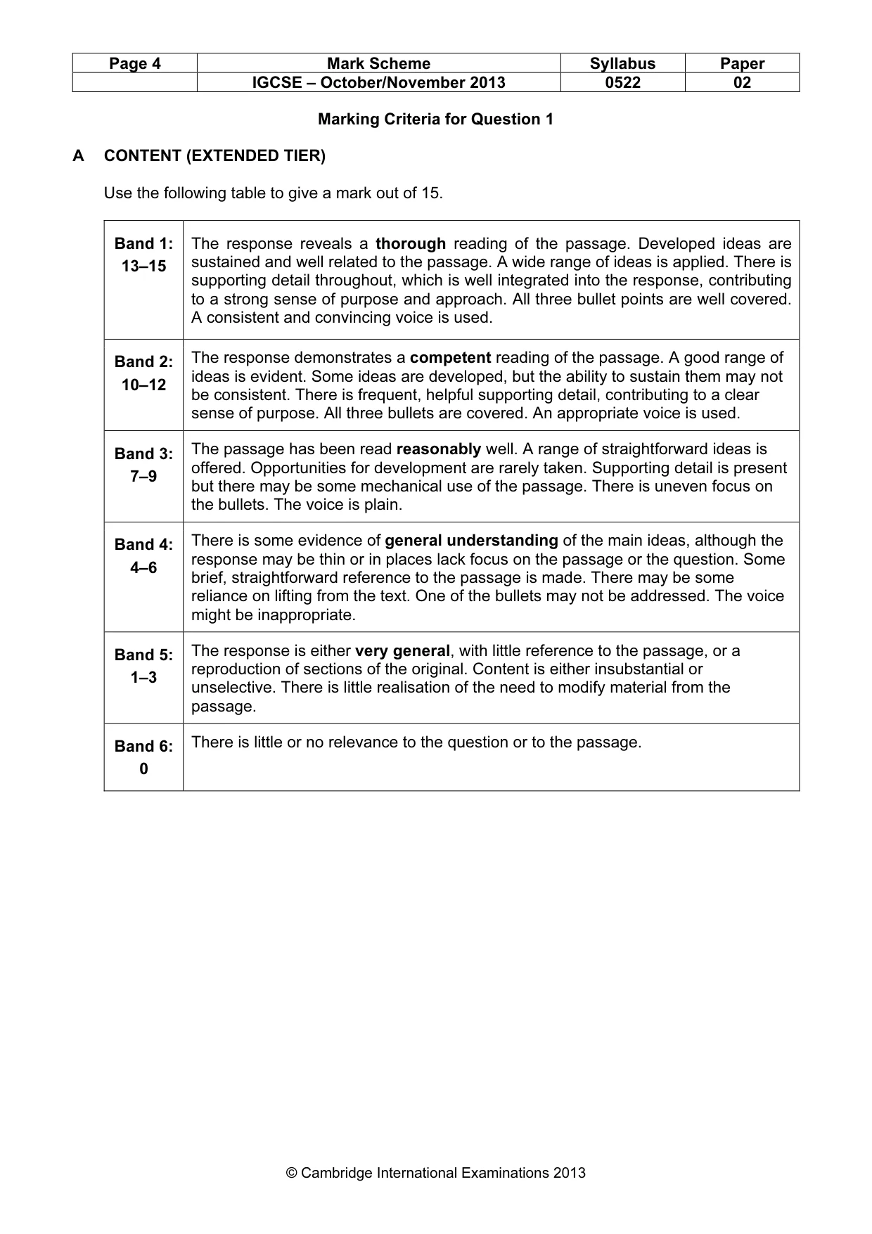 Mark scheme, page 4 of 11