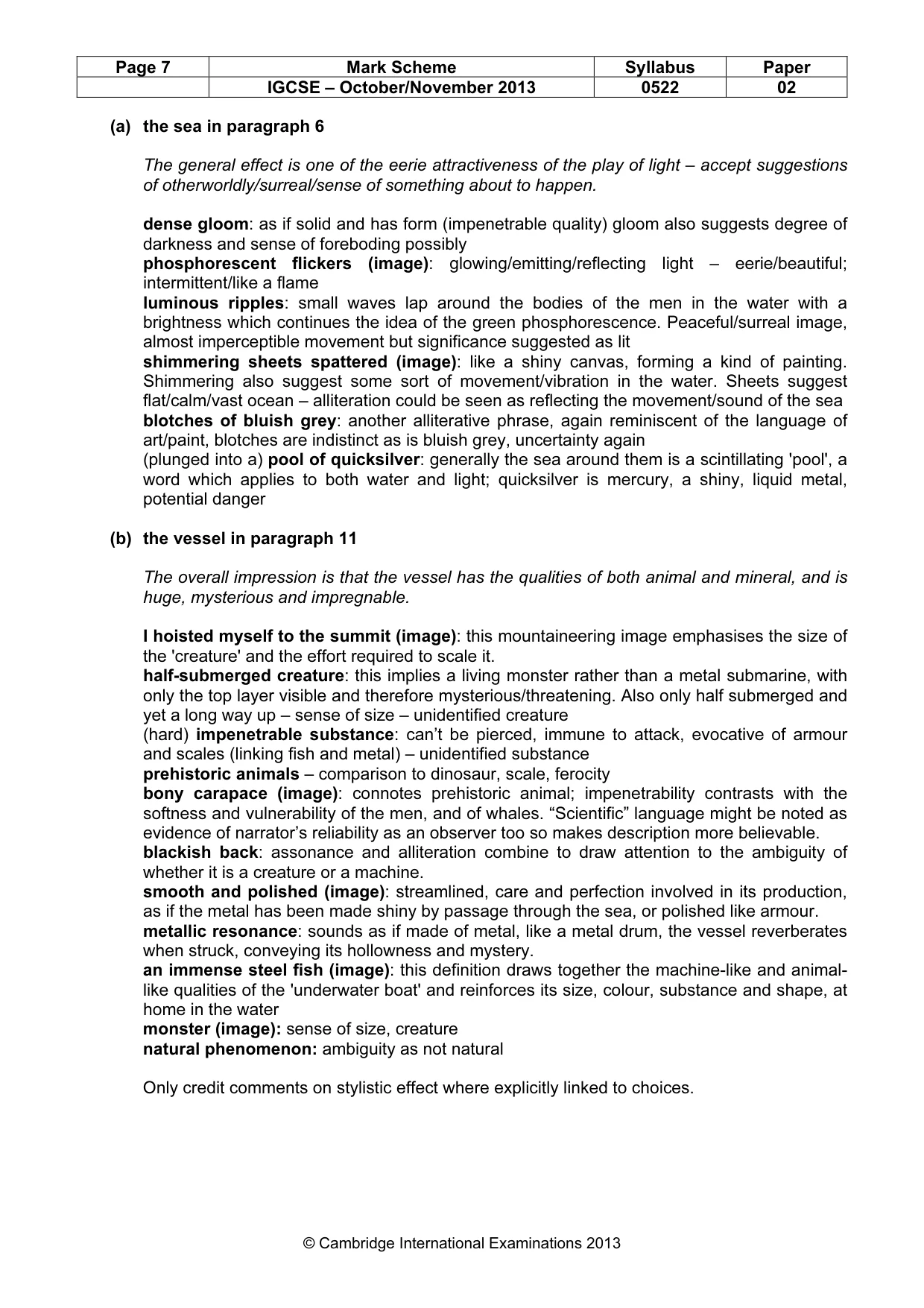 Mark scheme, page 7 of 11