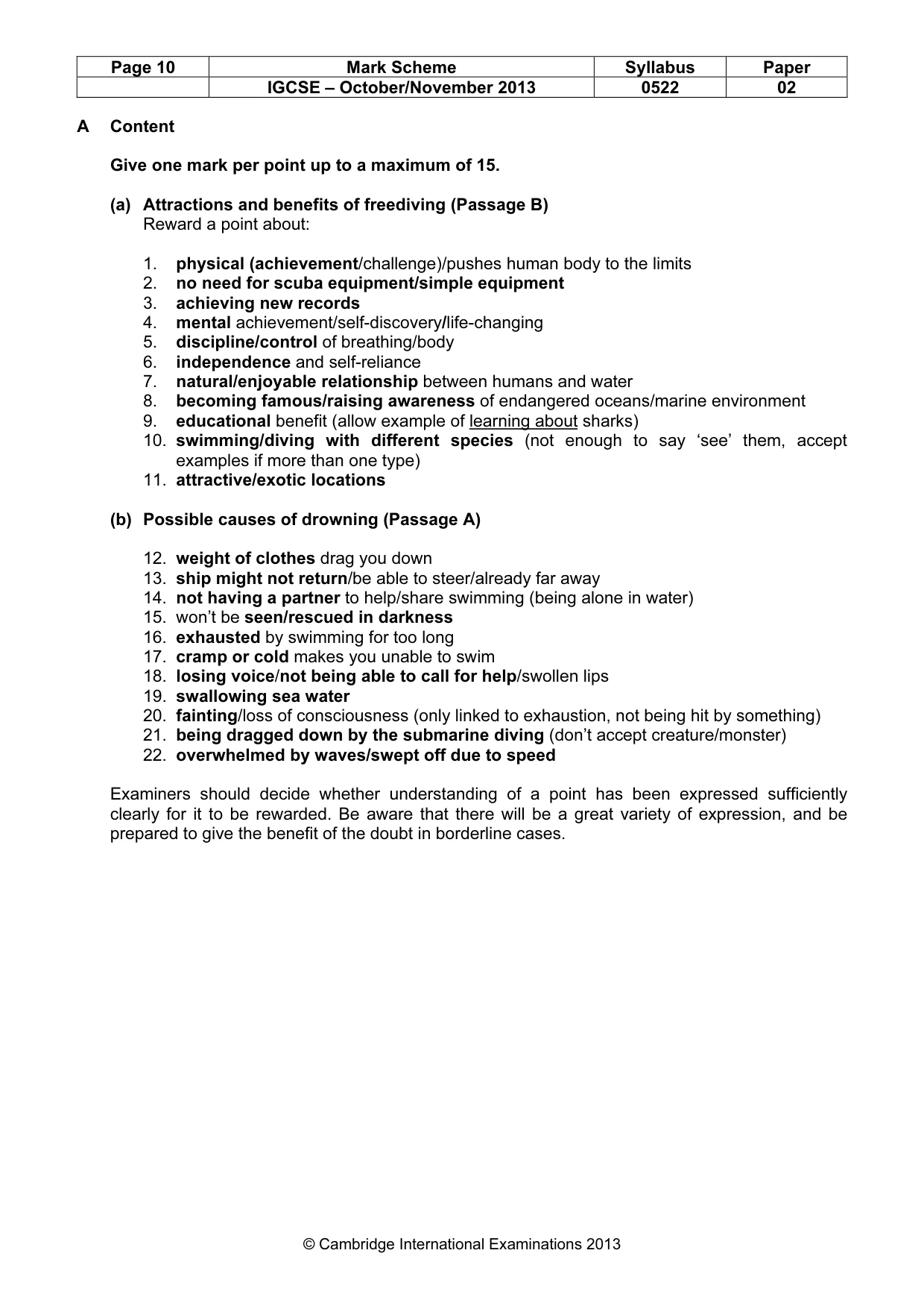 Mark scheme, page 10 of 11
