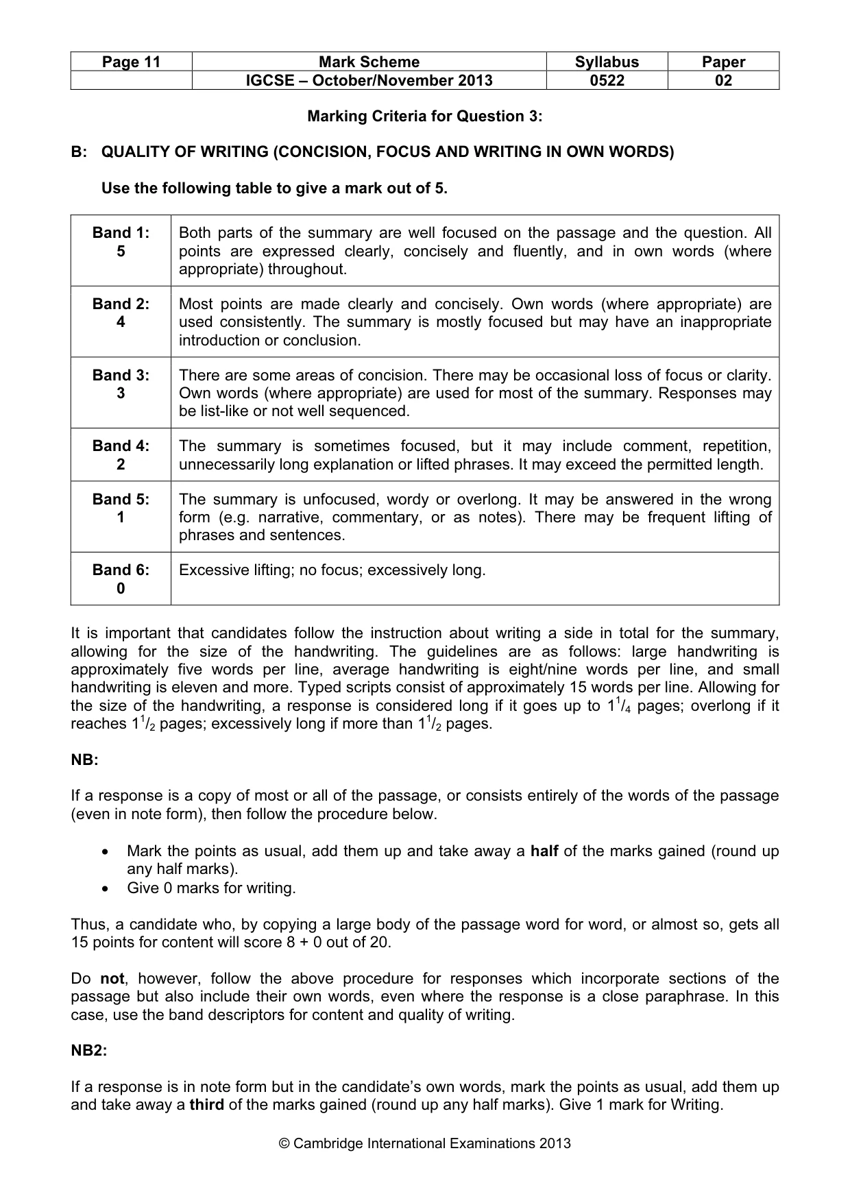 Mark scheme, page 11 of 11