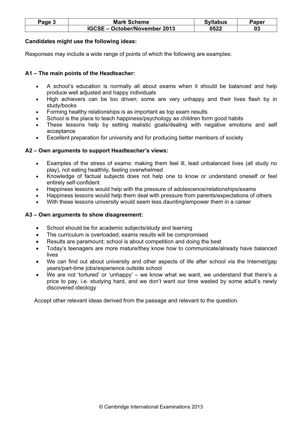 Mark scheme, page 3 of 9