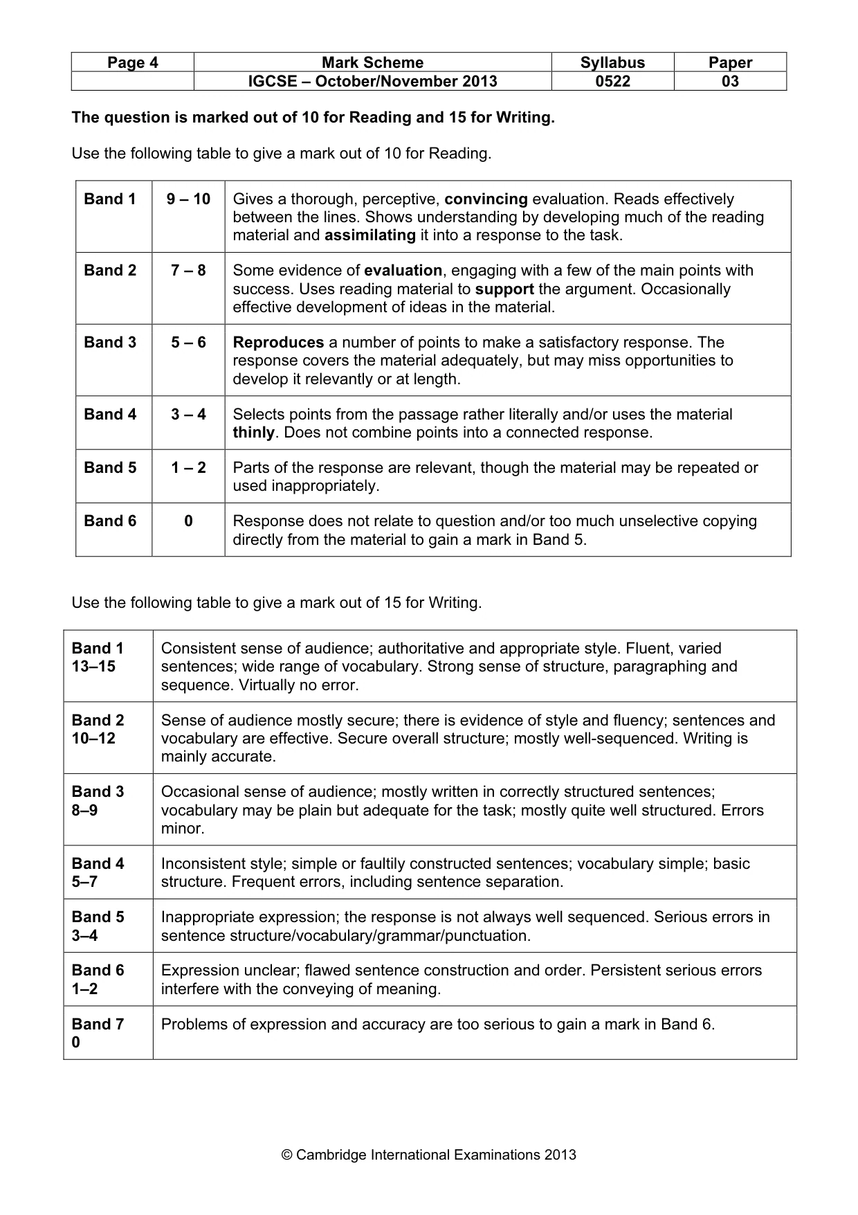 Mark scheme, page 4 of 9