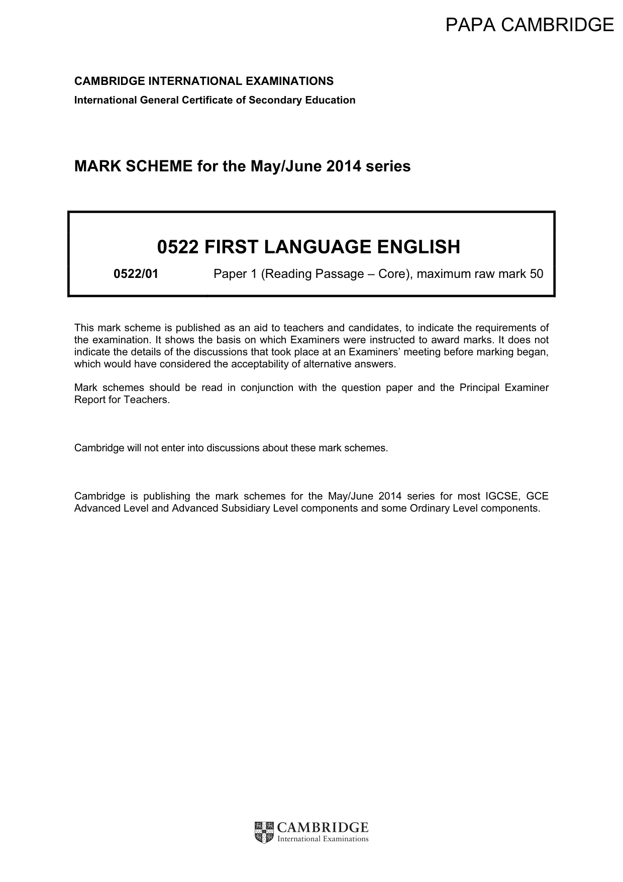 Mark scheme, page 1 of 9