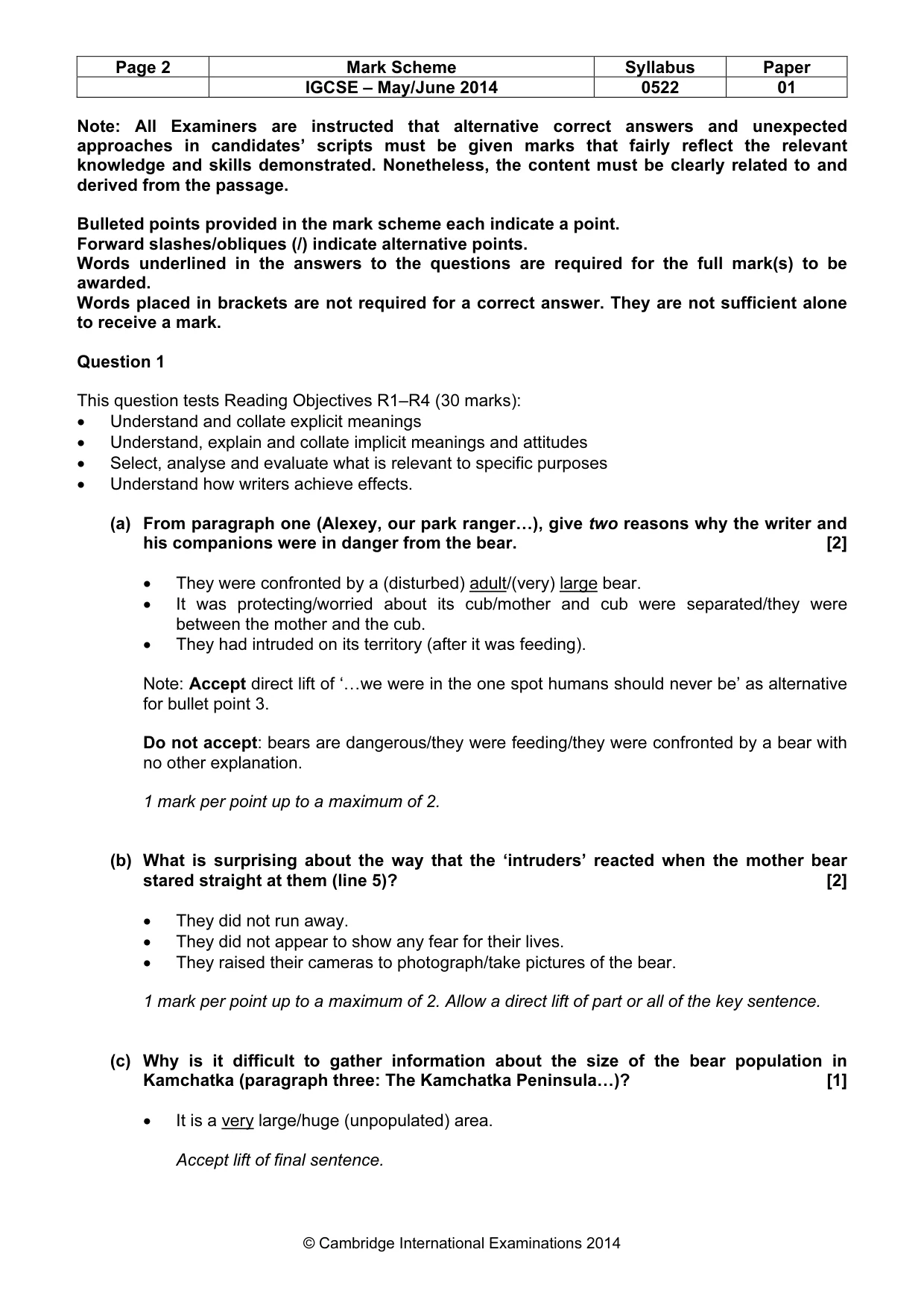 Mark scheme, page 2 of 9