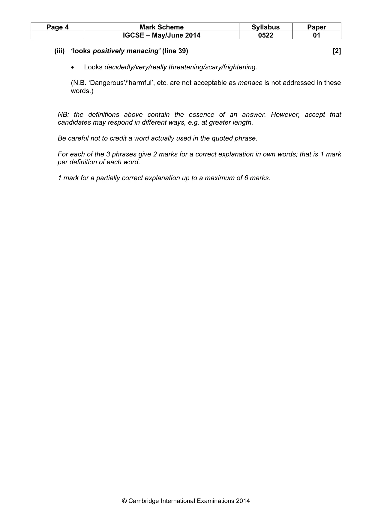 Mark scheme, page 4 of 9