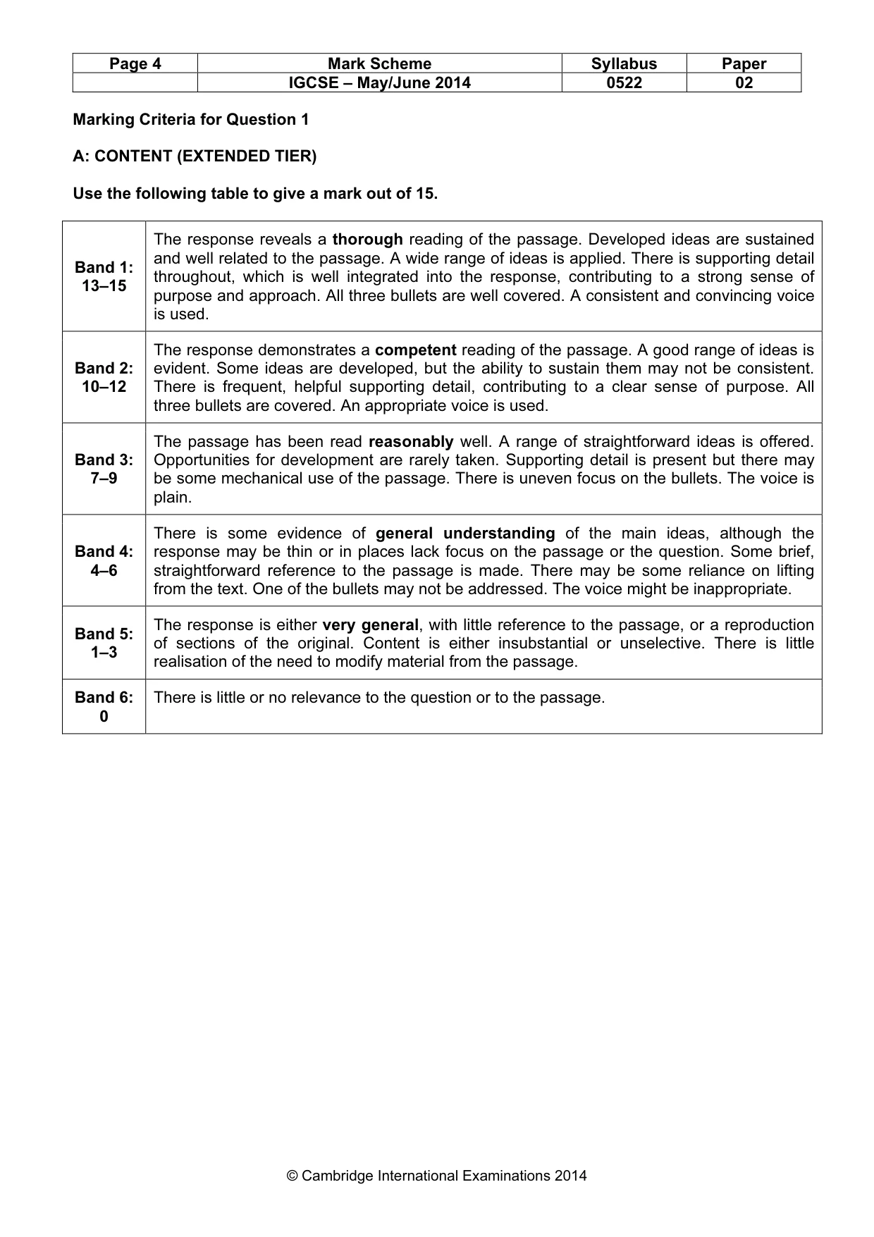 Mark scheme, page 4 of 10