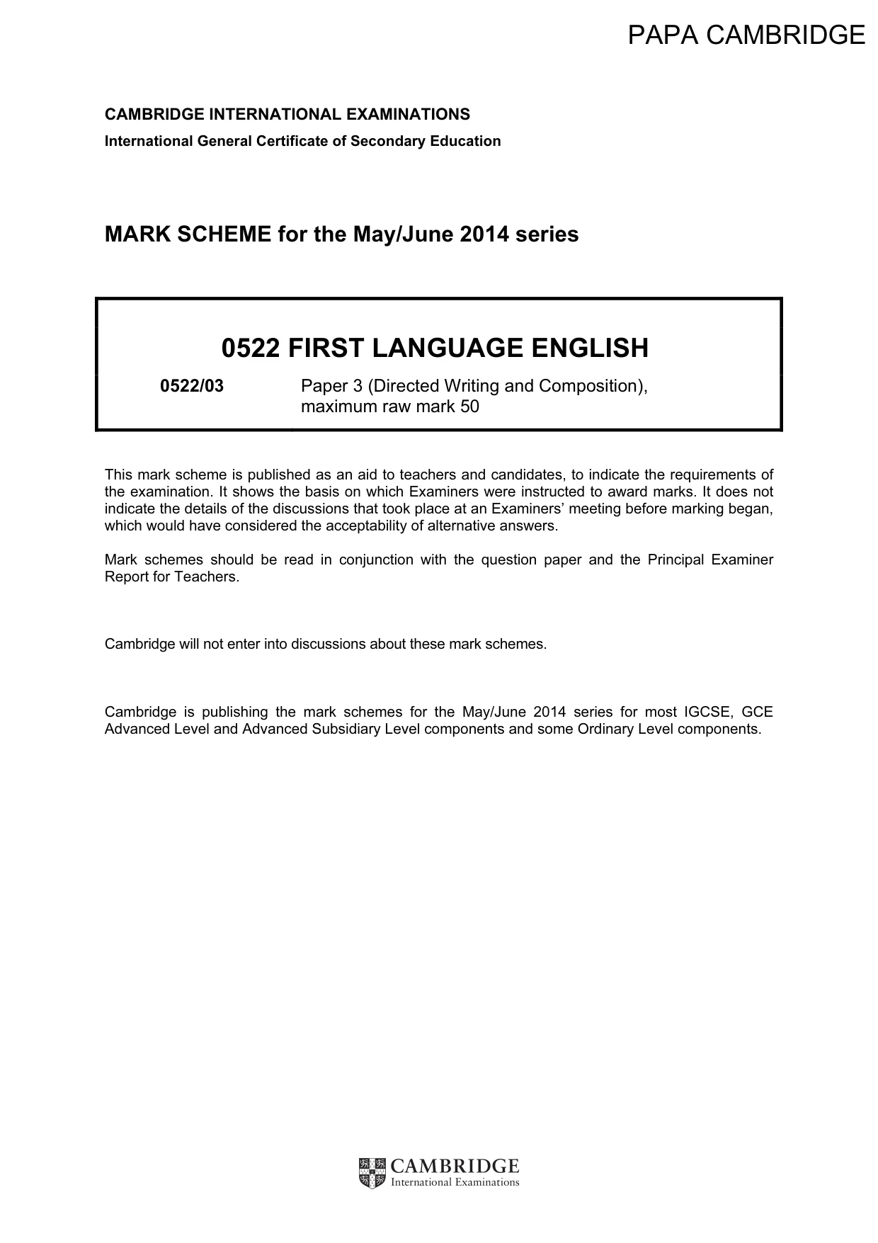 Mark scheme, page 1 of 9