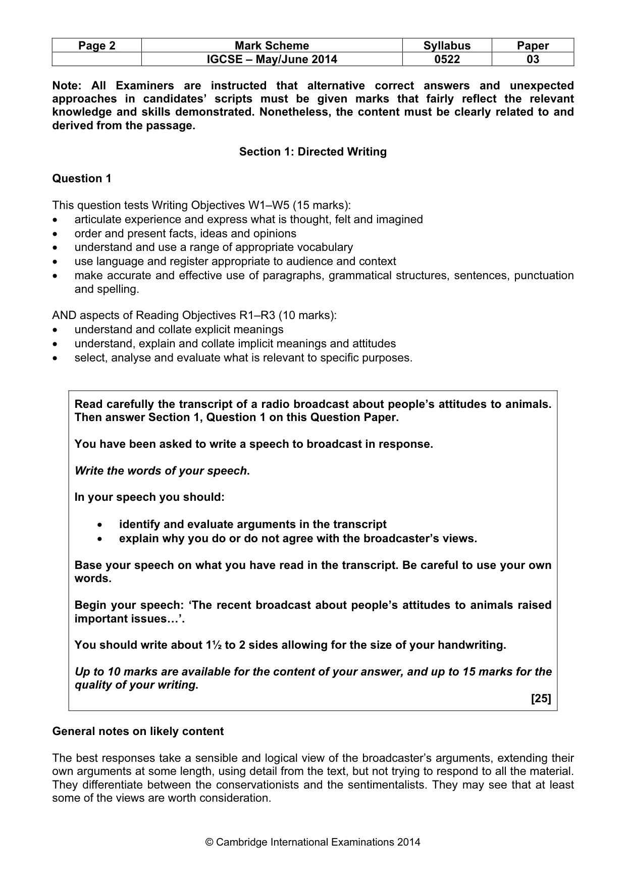 Mark scheme, page 2 of 9
