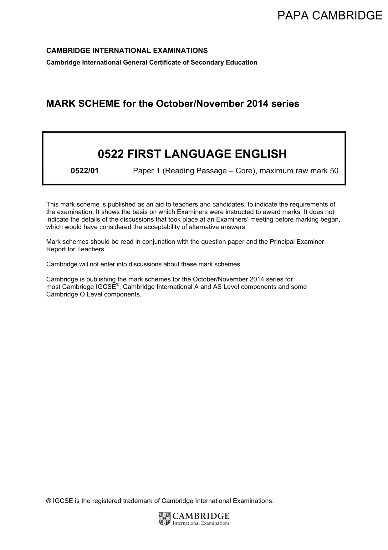 Mark scheme, page 1 of 9