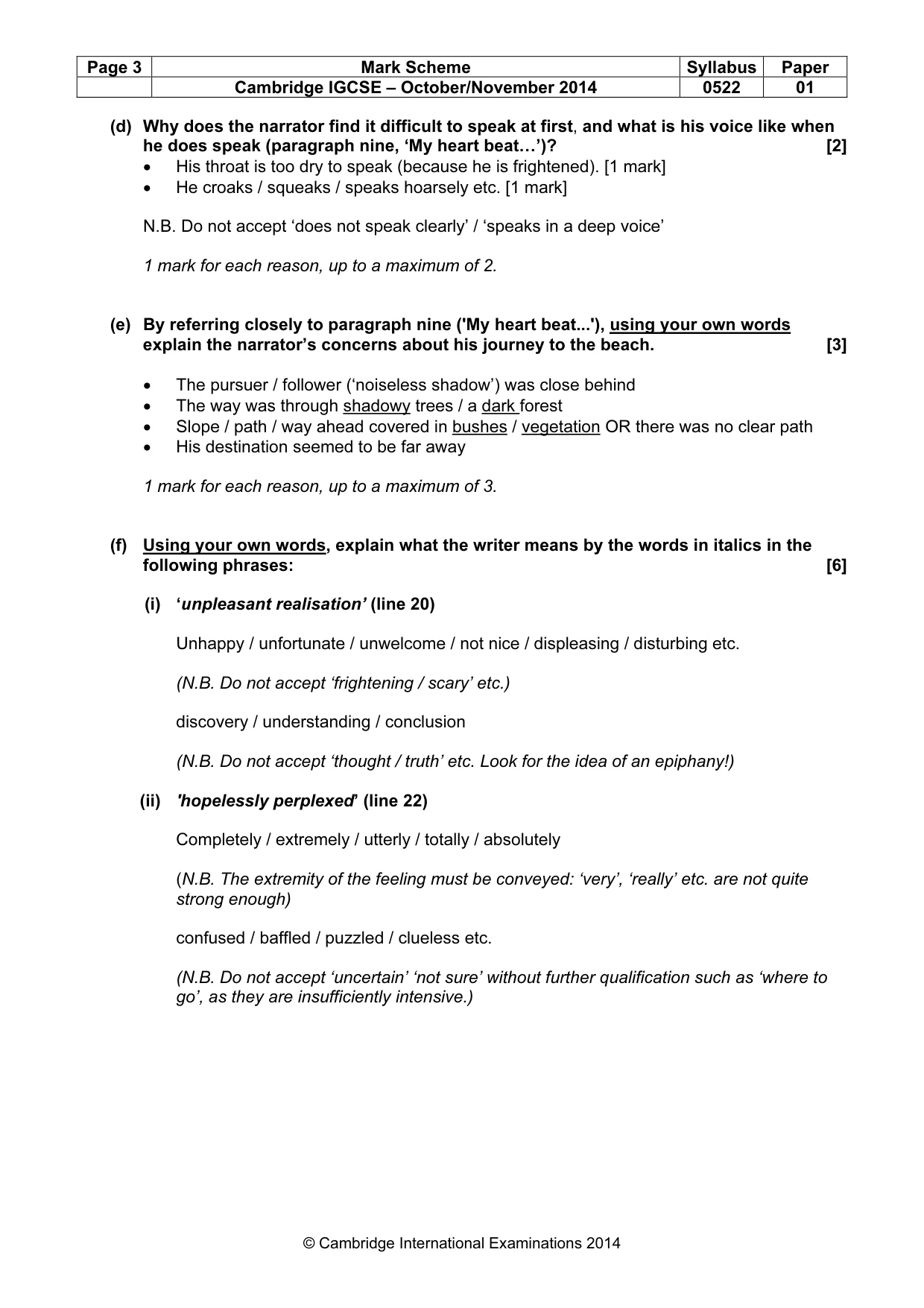 Mark scheme, page 3 of 9