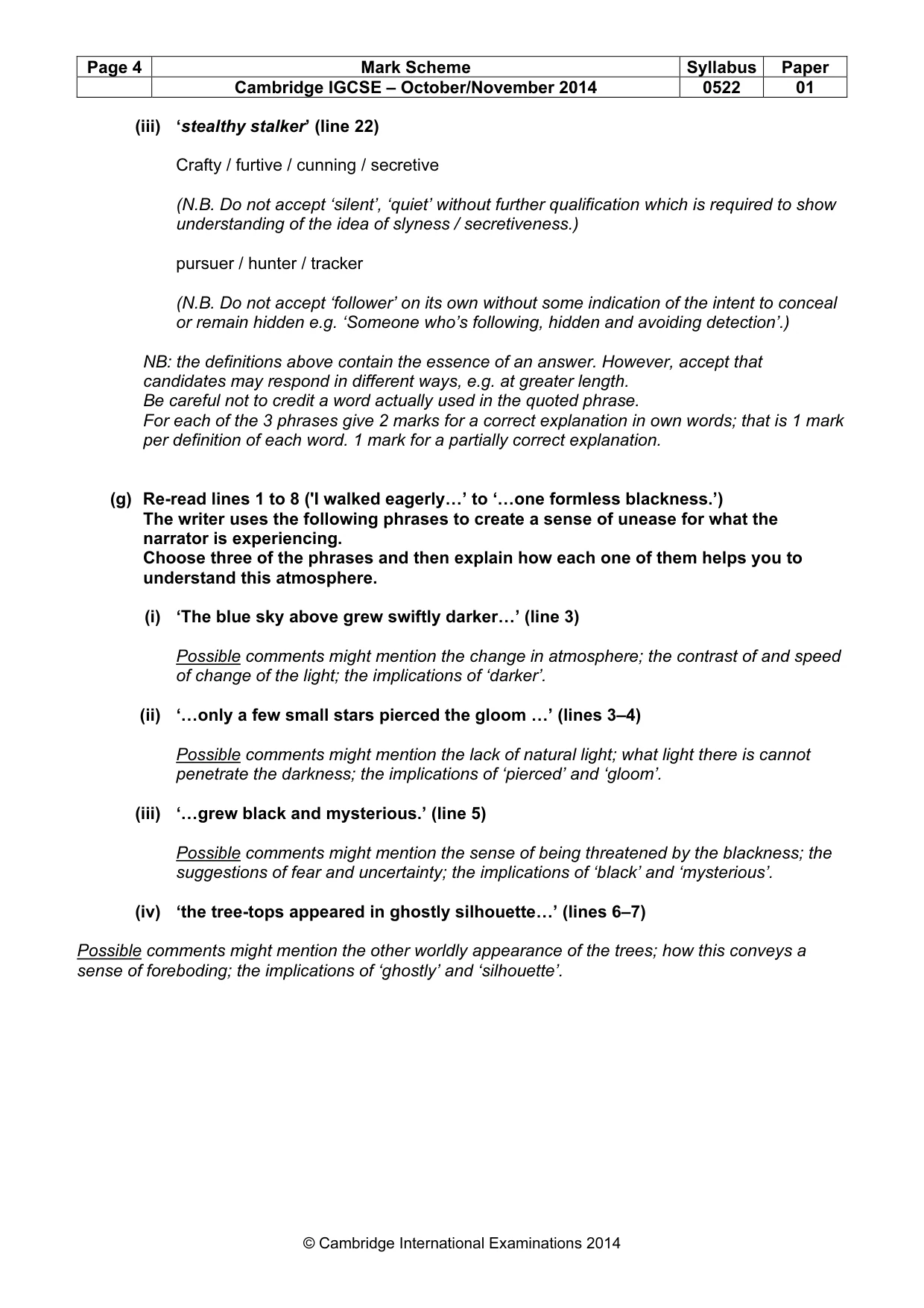Mark scheme, page 4 of 9