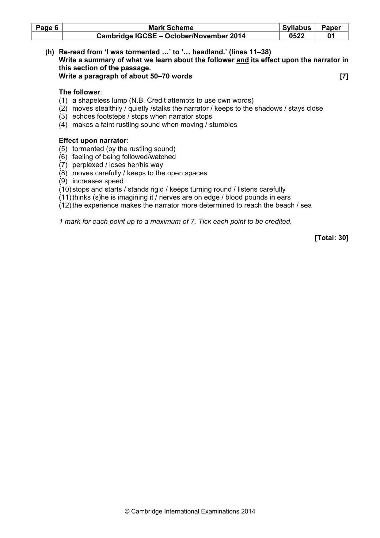 Mark scheme, page 6 of 9