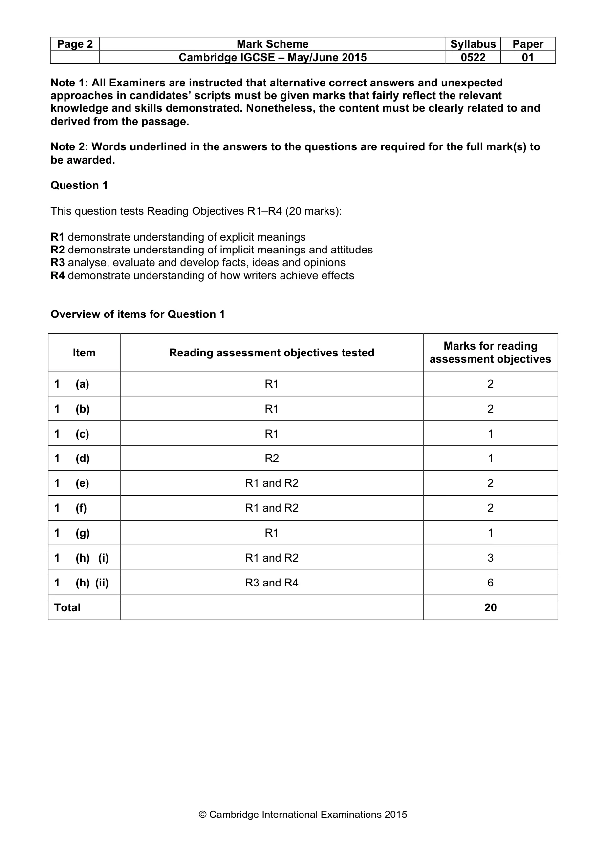 Mark scheme, page 2 of 10