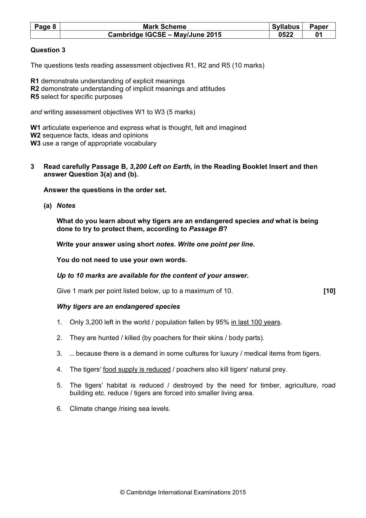 Mark scheme, page 8 of 10