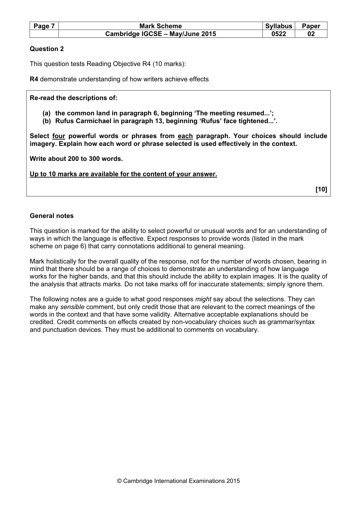 Mark scheme, page 7 of 12