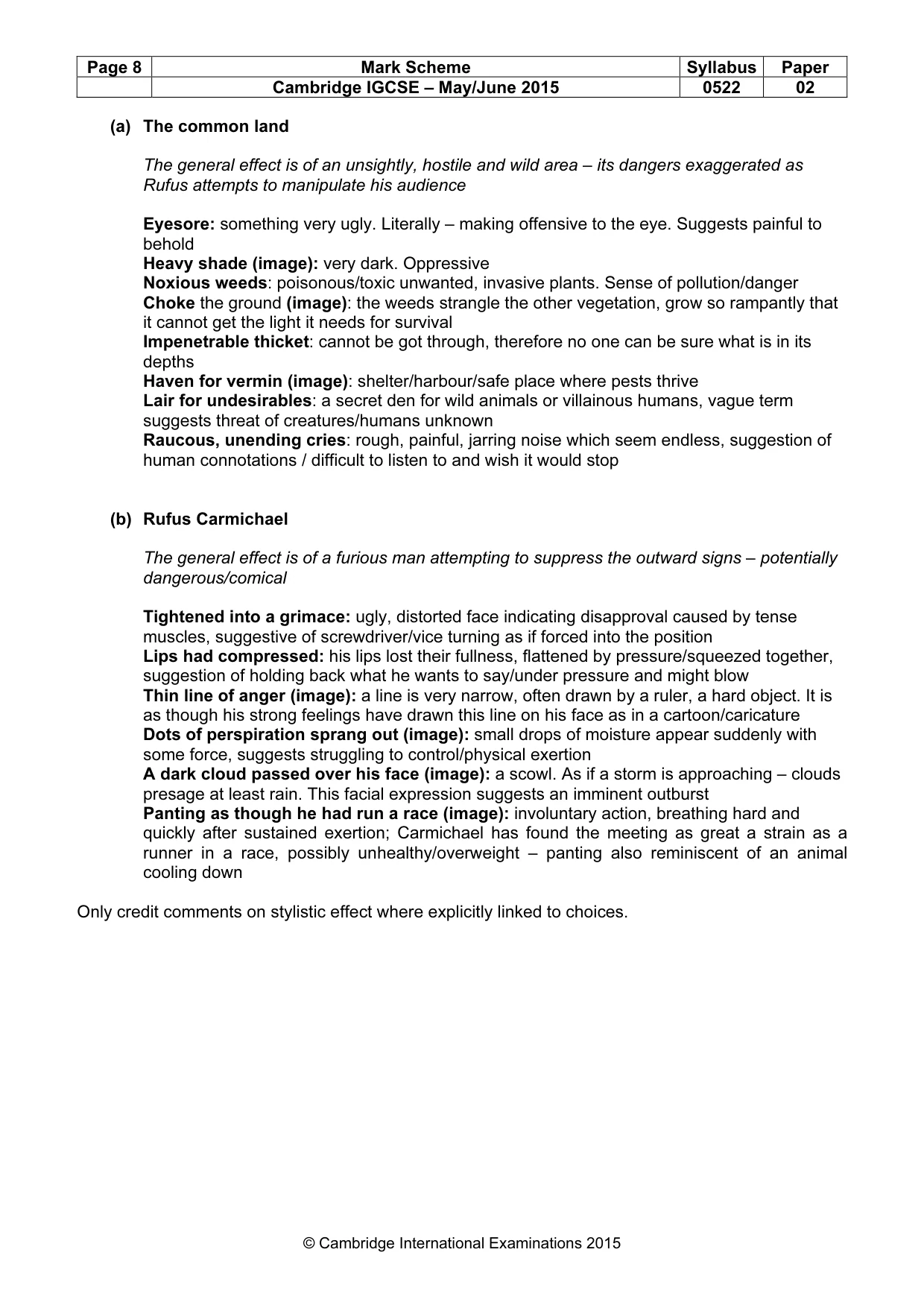 Mark scheme, page 8 of 12
