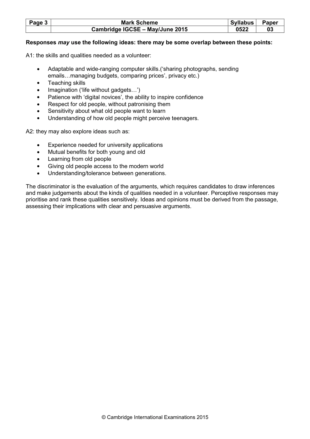 Mark scheme, page 3 of 8