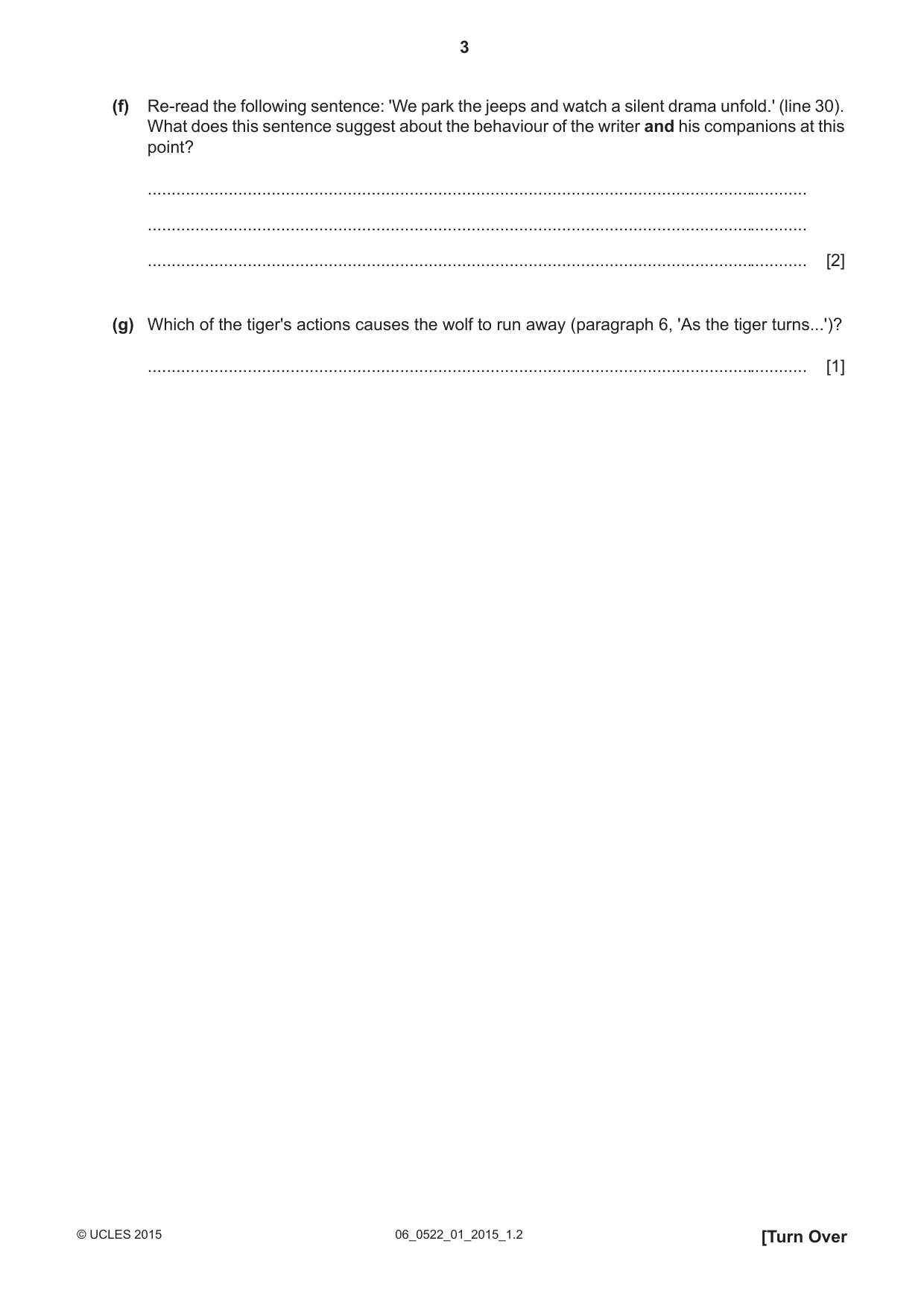 Cambridge IGCSE English - First Language (UK) 0522 2015 May/June Paper 1 · Variant 1 question paper, page 3 of 12