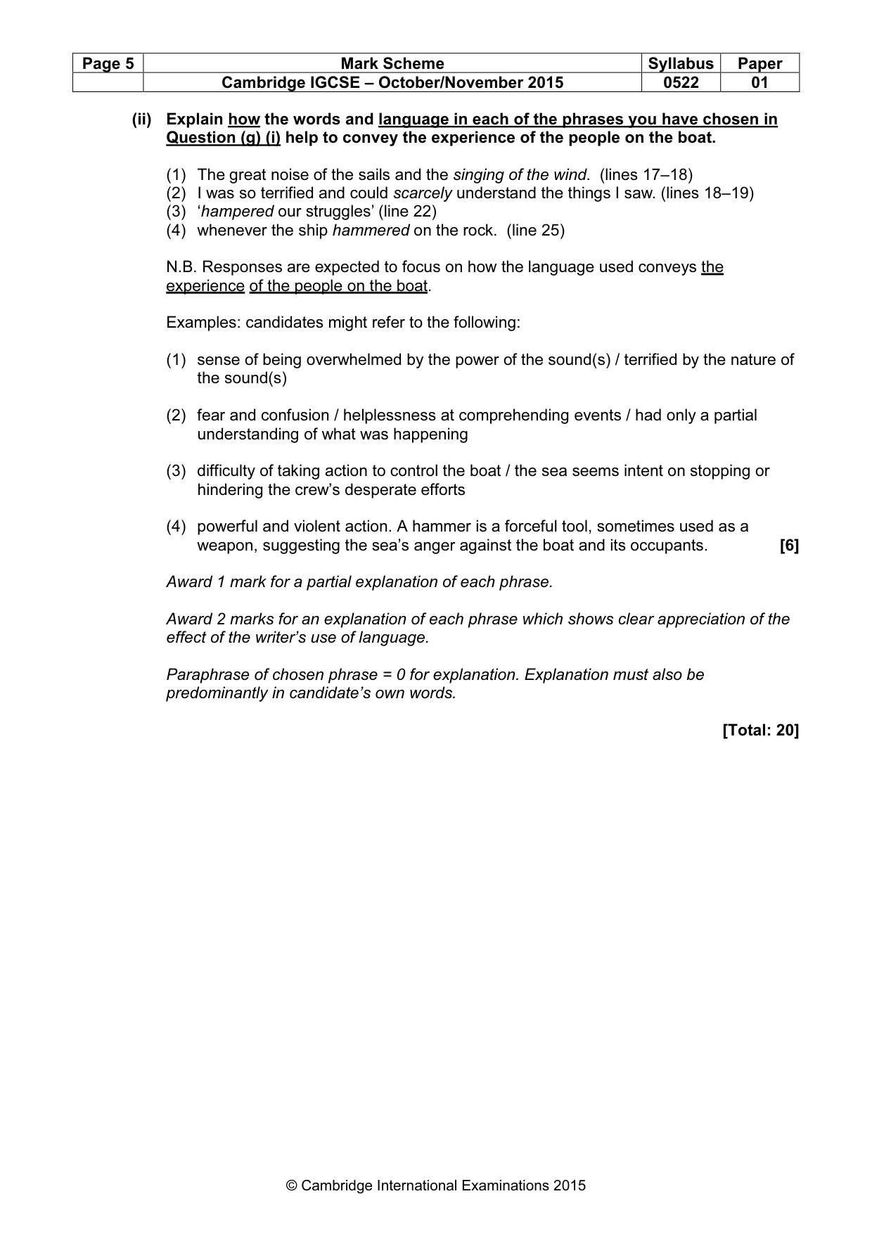 Mark scheme, page 5 of 12