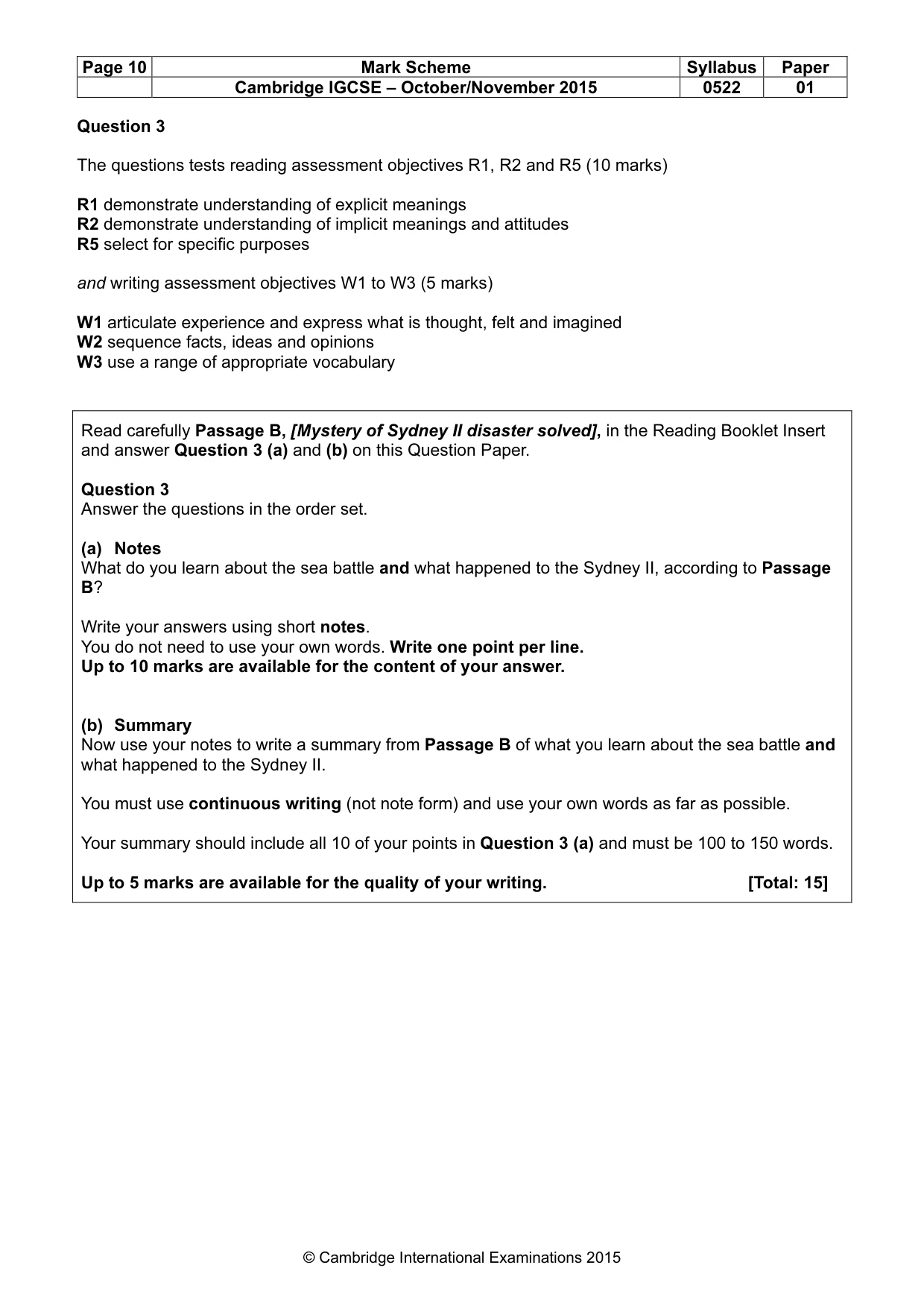 Mark scheme, page 10 of 12